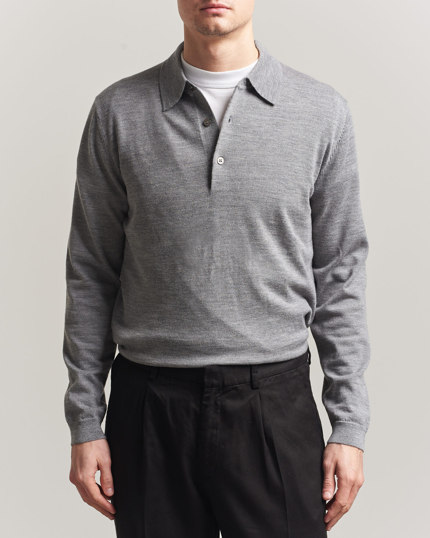 Herre | Gensere | A Day's March | Ambroz Merino Polo Grey Melange