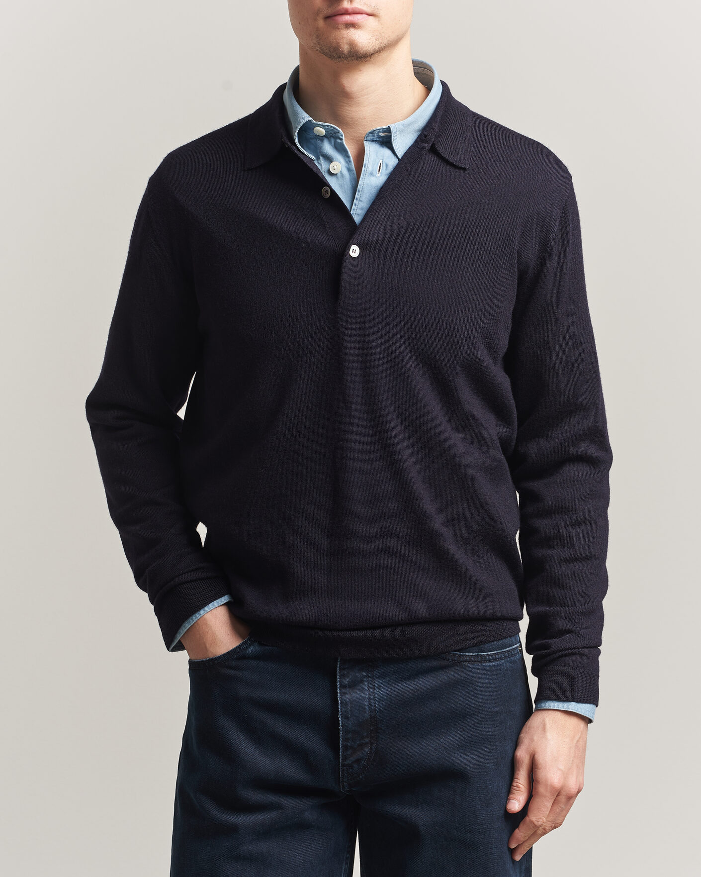 Herre | Gensere | A Day's March | Ambroz Merino Polo Navy