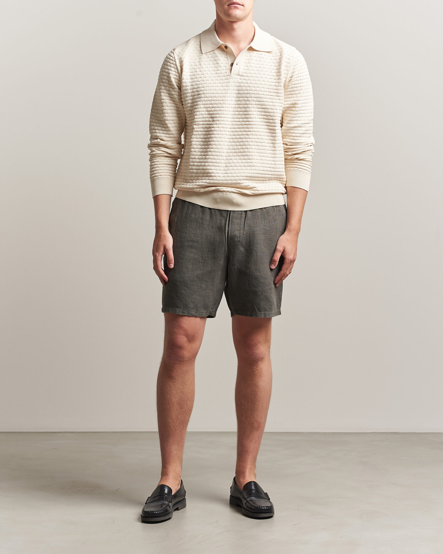 Herre | Shorts | A Day's March | Ipu Linen Drawstring Shorts Olive