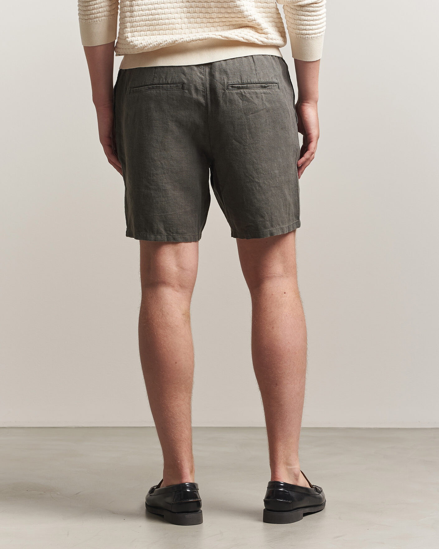 Herre | Shorts | A Day's March | Ipu Linen Drawstring Shorts Olive