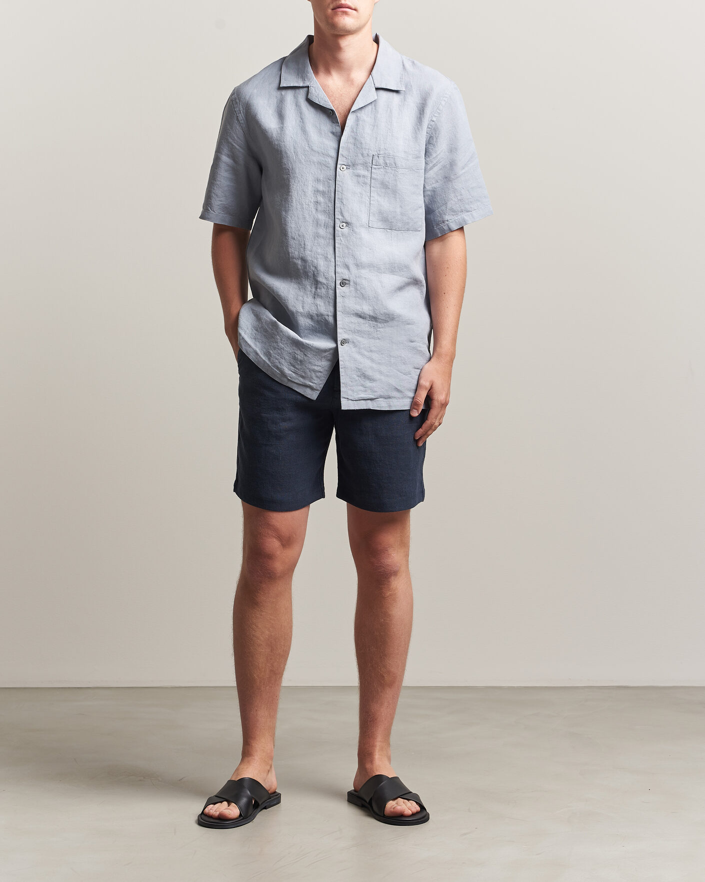 Herre | Shorts | A Day's March | Luny Linen Shorts Navy