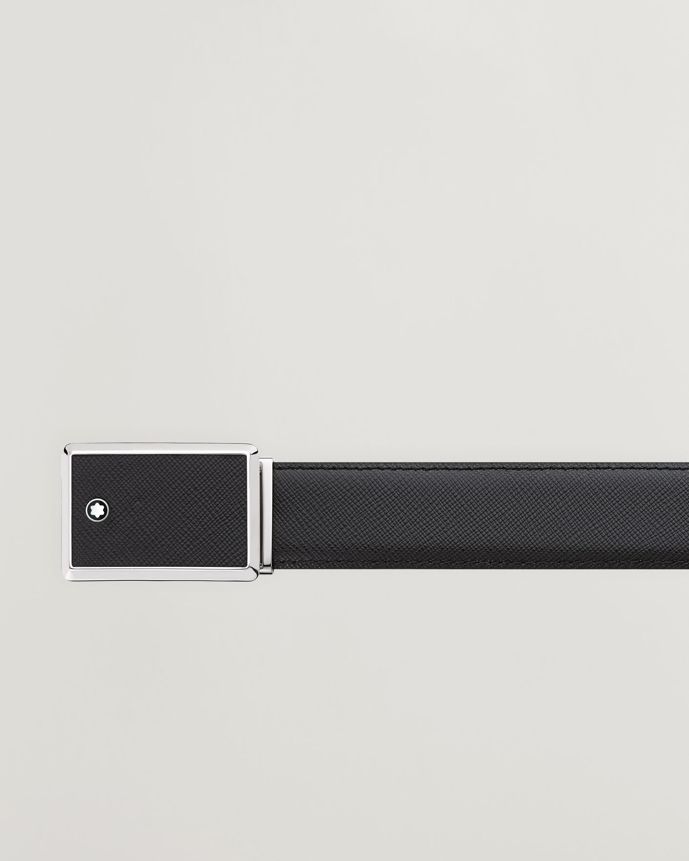 Herre | Belter | Montblanc | Marquetry Plate 30mm Leather Belt Black