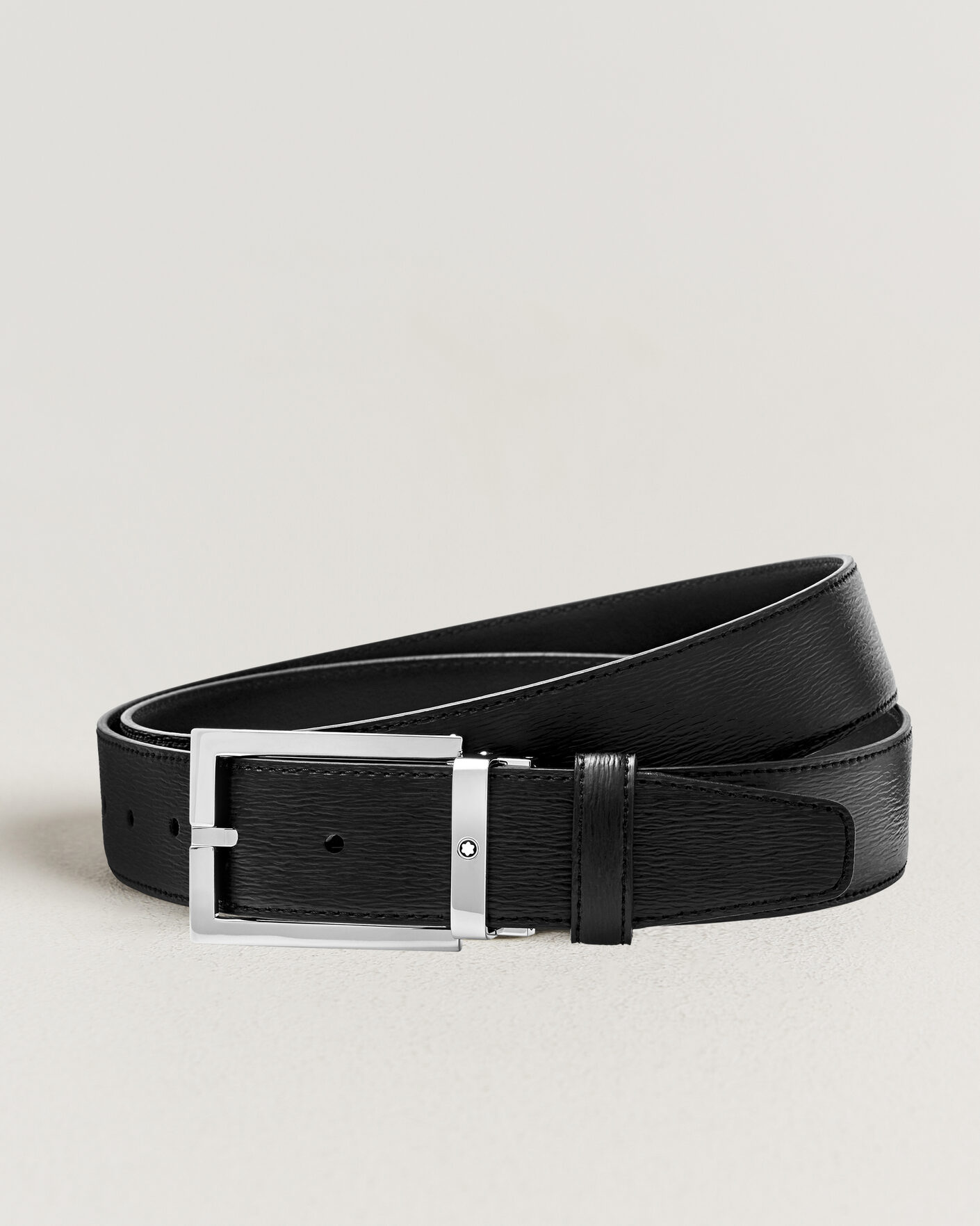 Herre | Belter | Montblanc | Rectangular 35mm Leather Belt Black