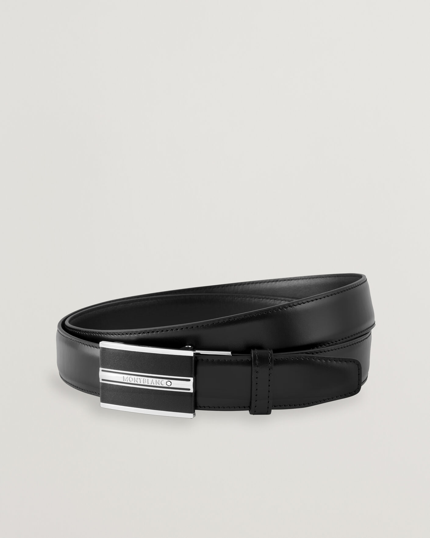 Herre | Belter | Montblanc | Plate 30mm Leather Belt Black