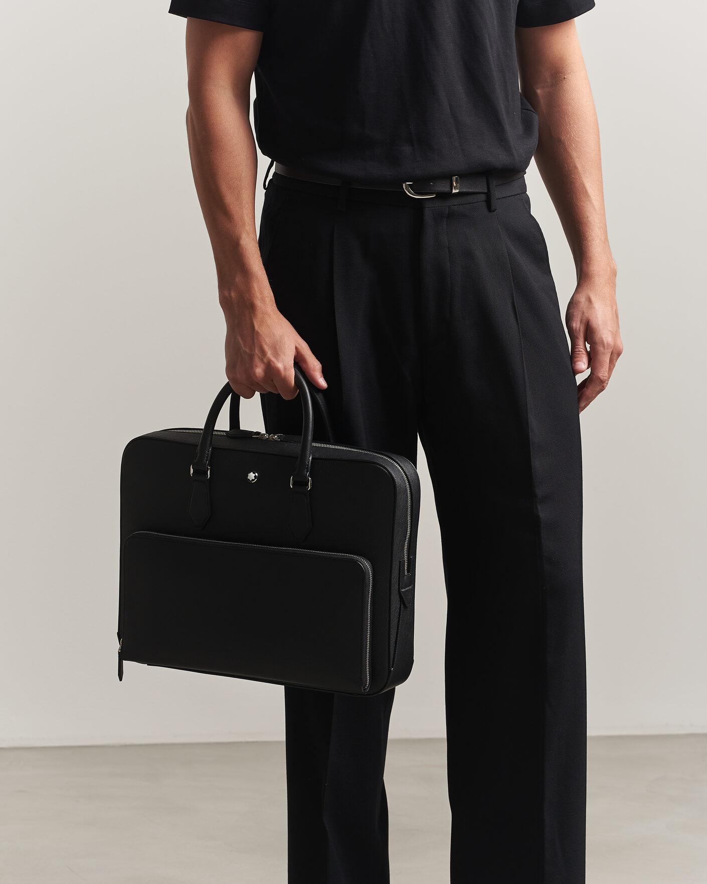 Herre | Vesker | Montblanc | Medium Sartorial Leather Briefcase with Pocket Black