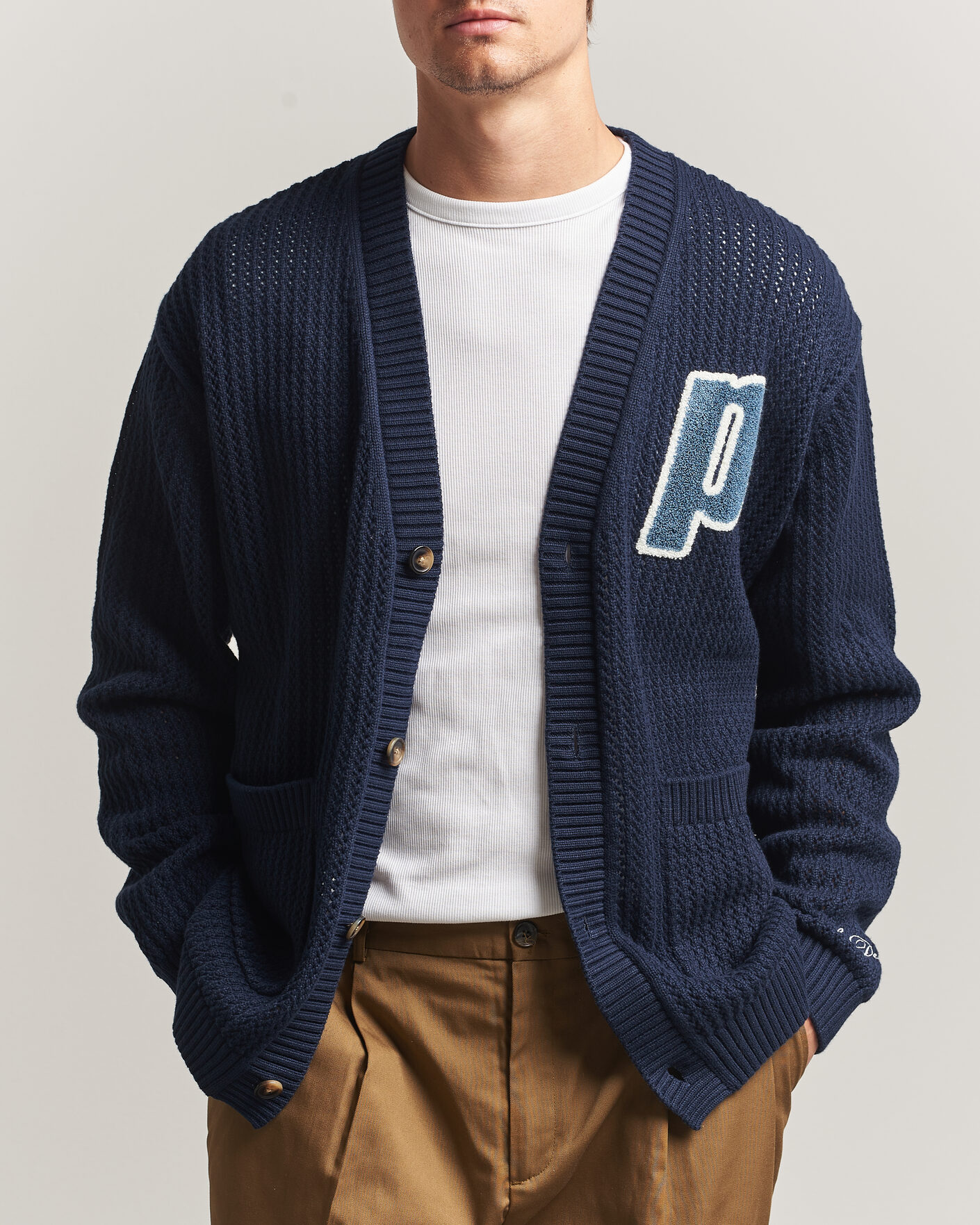 Herre | Gensere | LES DEUX | Prince Lace Knitted Cardigan Dark Navy