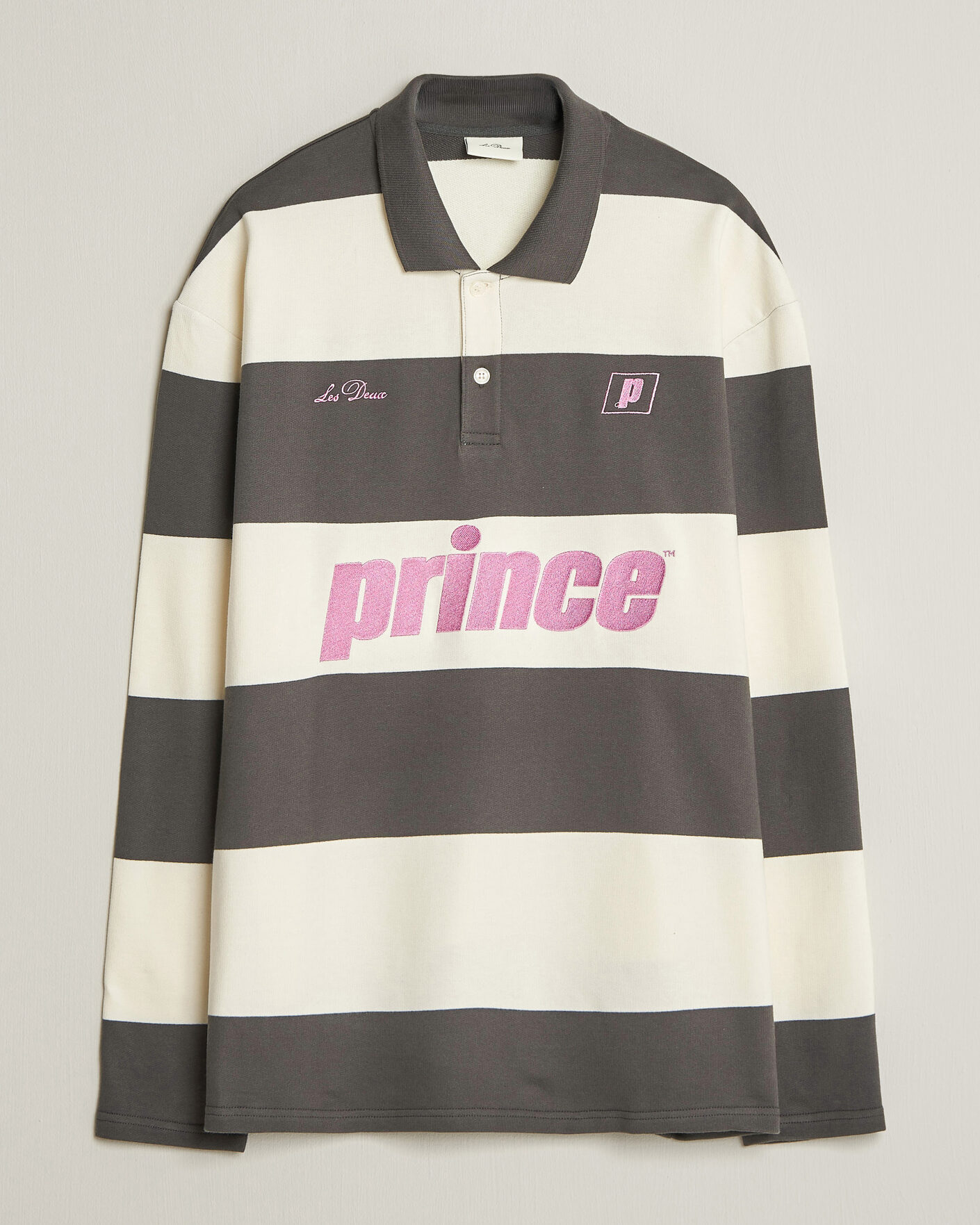 Herre | Gensere | LES DEUX | Prince Striped Long Sleeve Polo Raven Gray