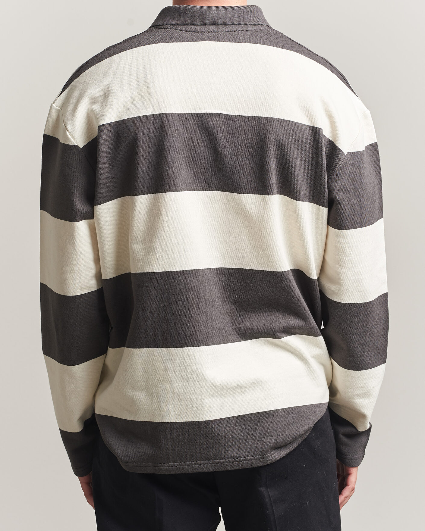 Herre | Gensere | LES DEUX | Prince Striped Long Sleeve Polo Raven Gray