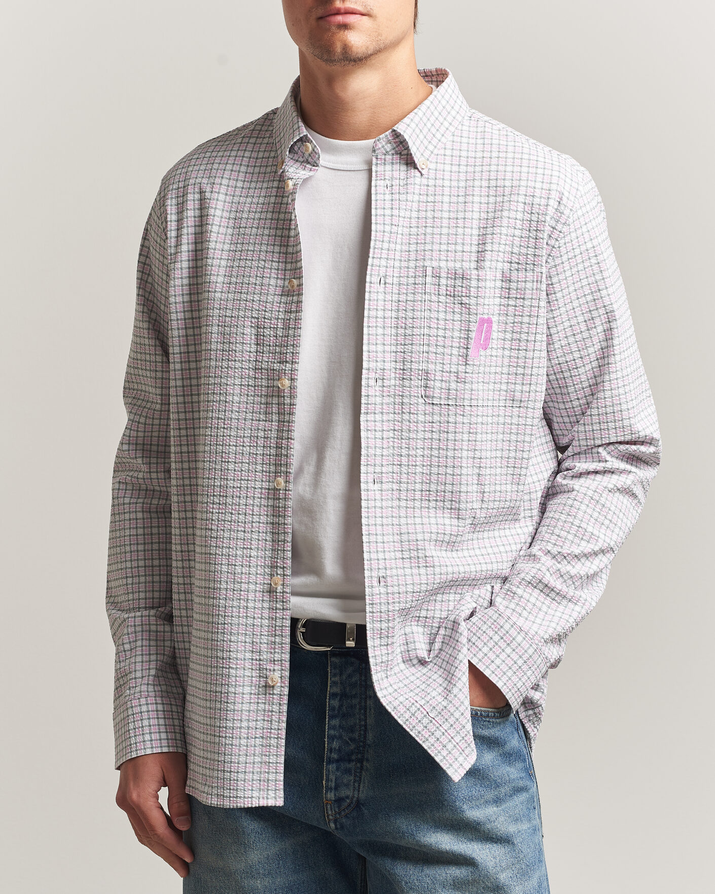 Herre | Skjorter | LES DEUX | Prince Seersucker Check Shirt Ivory