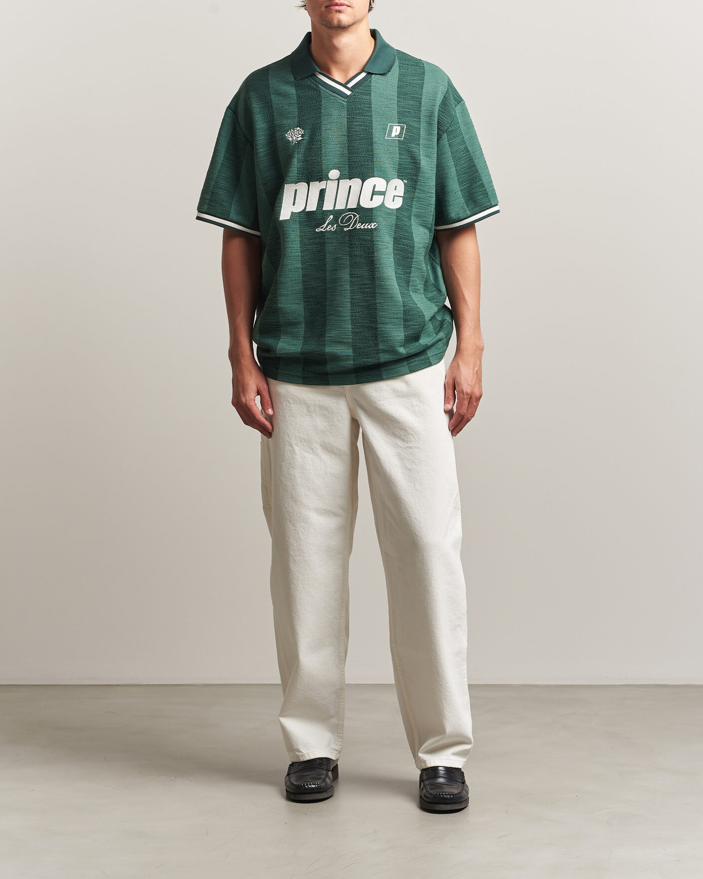 Herre | Pikéer | LES DEUX | Prince Stripe Jaquard Polo Pineneedle Green