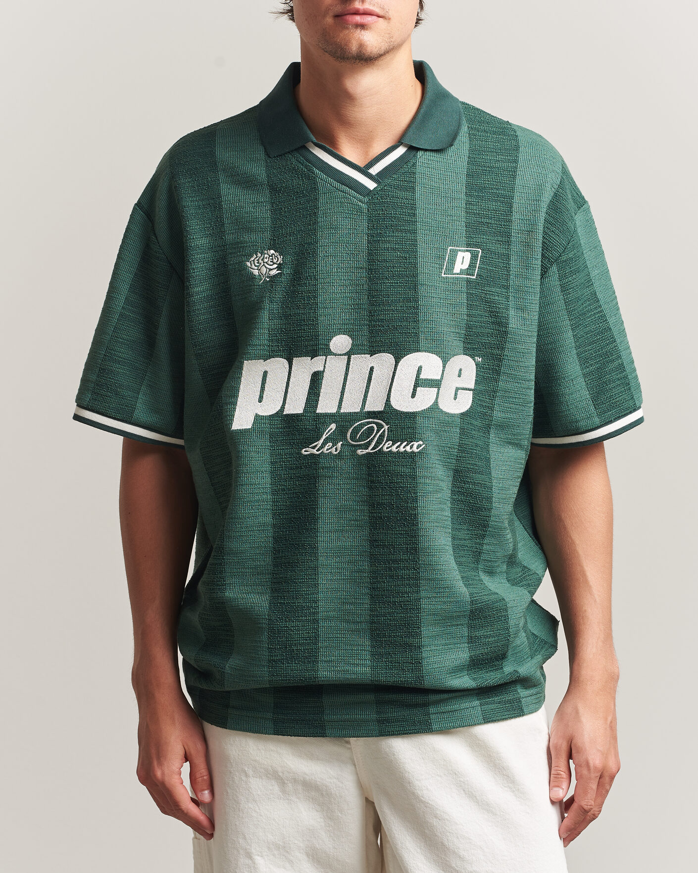 Herre | Pikéer | LES DEUX | Prince Stripe Jaquard Polo Pineneedle Green