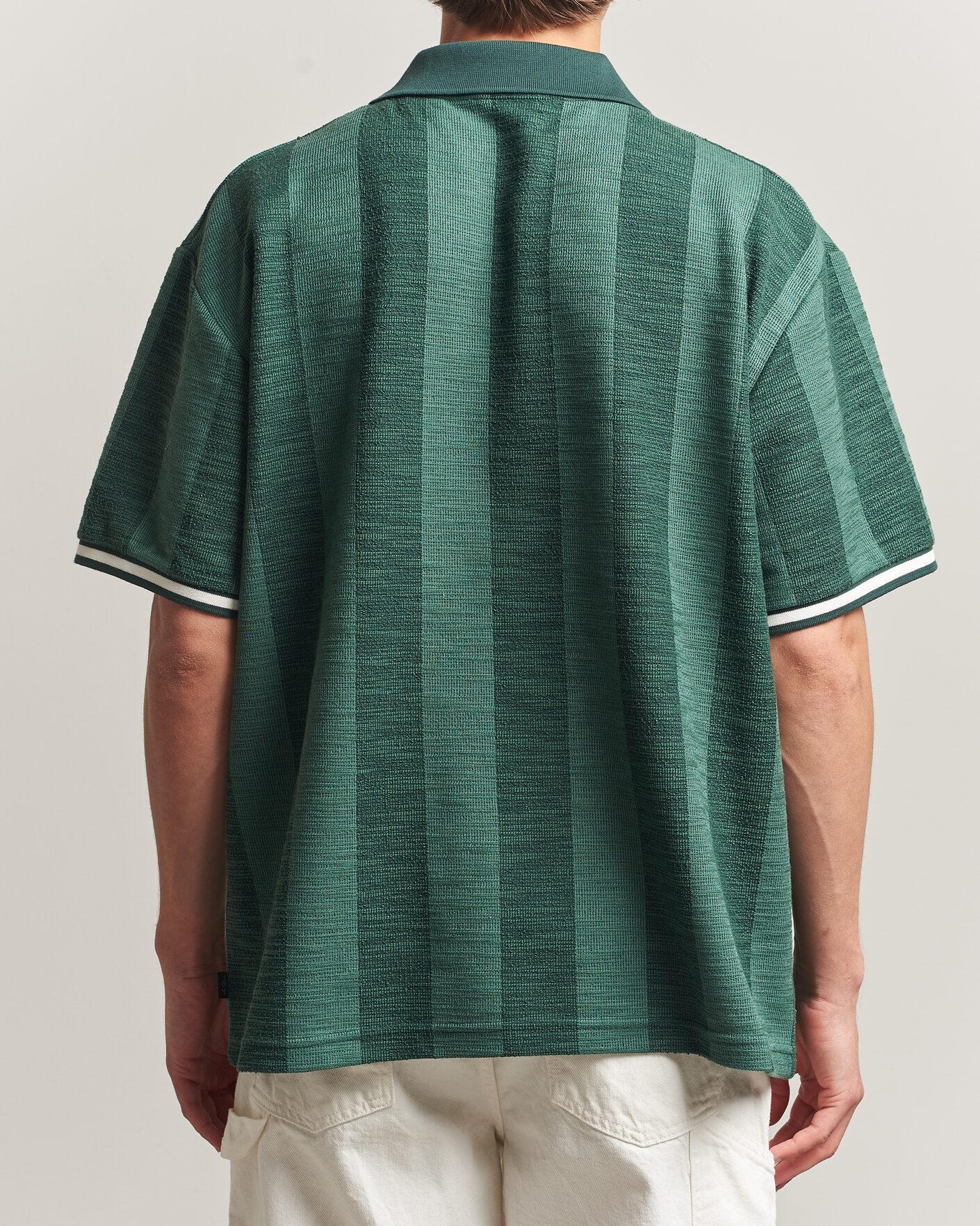 Herre | Pikéer | LES DEUX | Prince Stripe Jaquard Polo Pineneedle Green