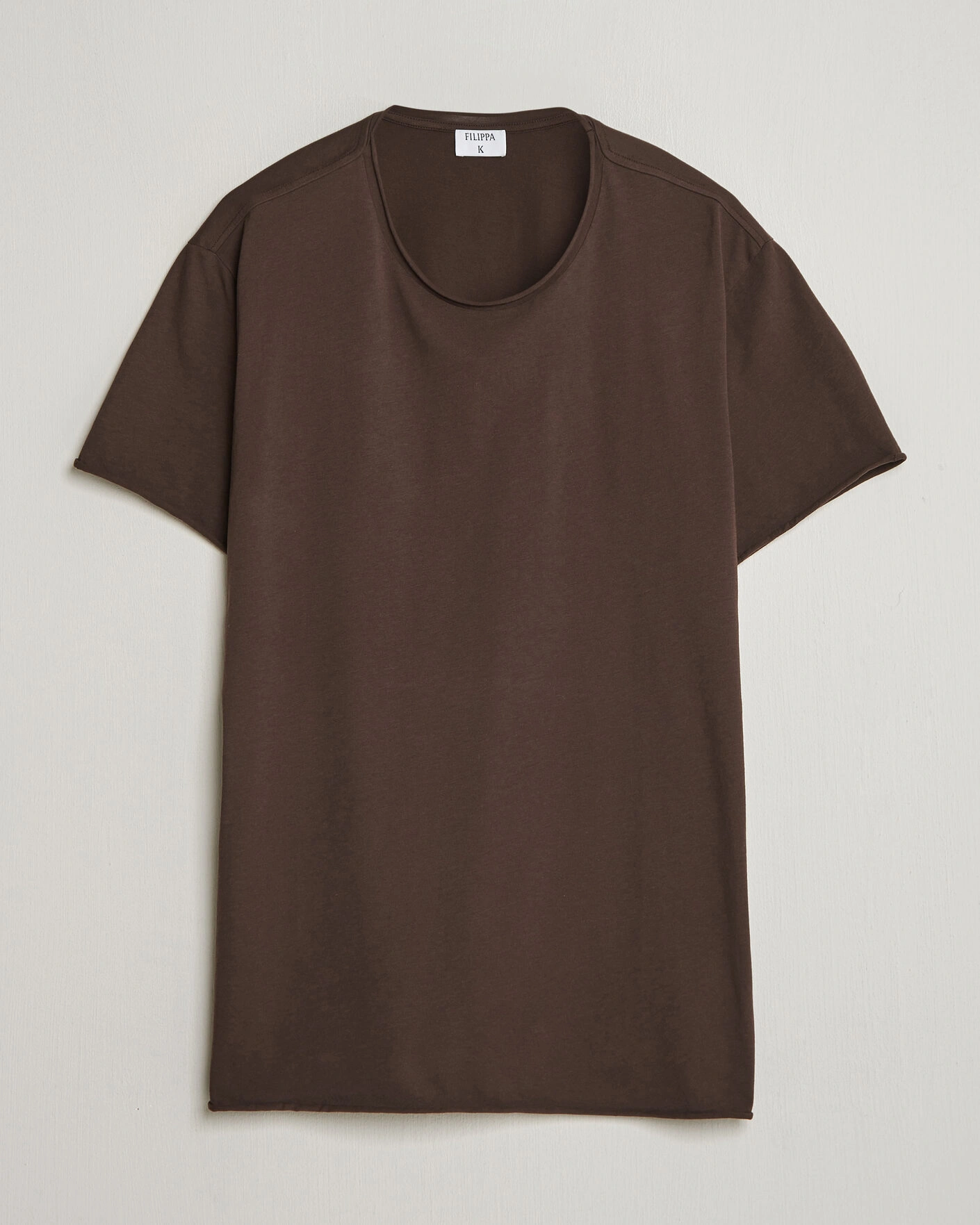 Herre | T-Shirts | Filippa K | Roll Neck Crew Neck T-Shirt Dark Chocolate