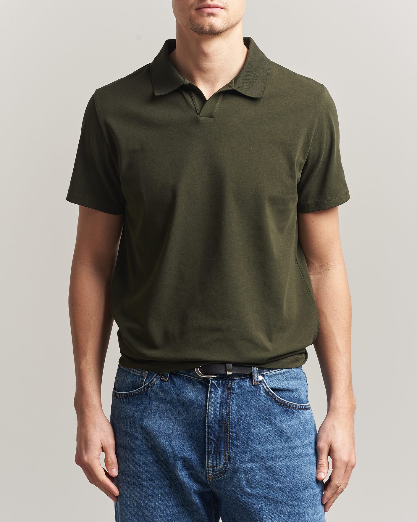 Herre | Pikéer | Filippa K | Soft Lycra Polo T-Shirt Midnight Olive