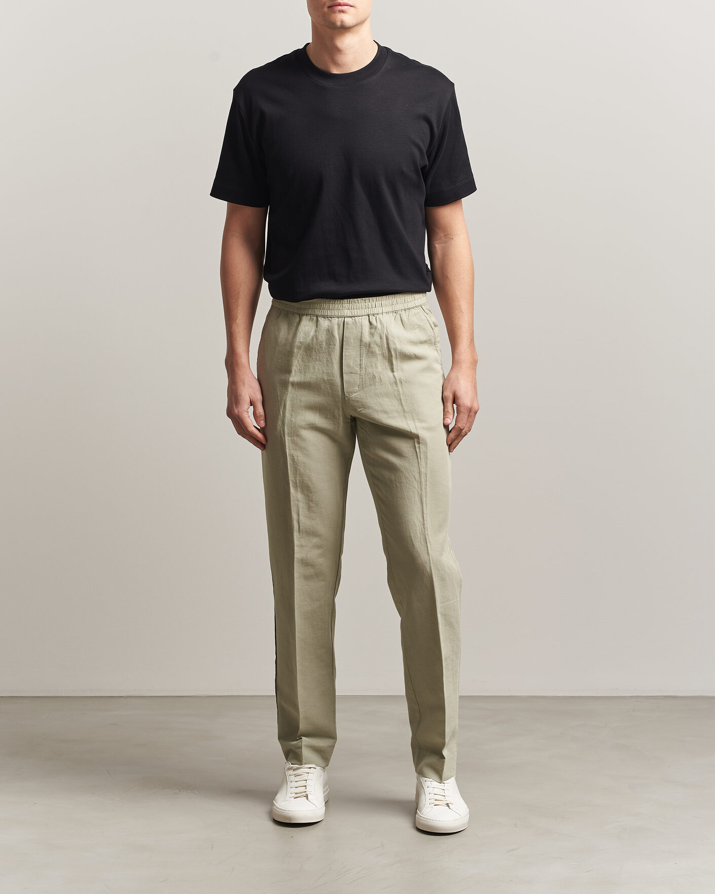 Herre | Bukser | Filippa K | Theo Relaxed Linen/Cotton Drawstring Trousers Light Green