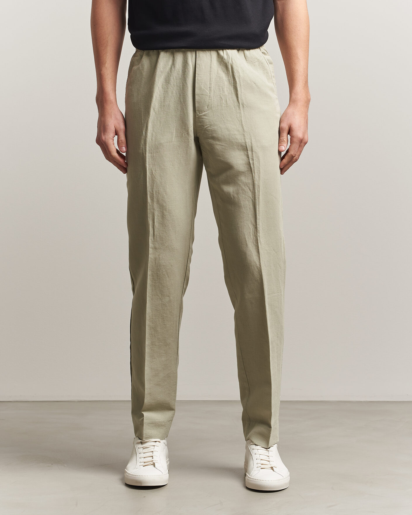 Herre | Bukser | Filippa K | Theo Relaxed Linen/Cotton Drawstring Trousers Light Green
