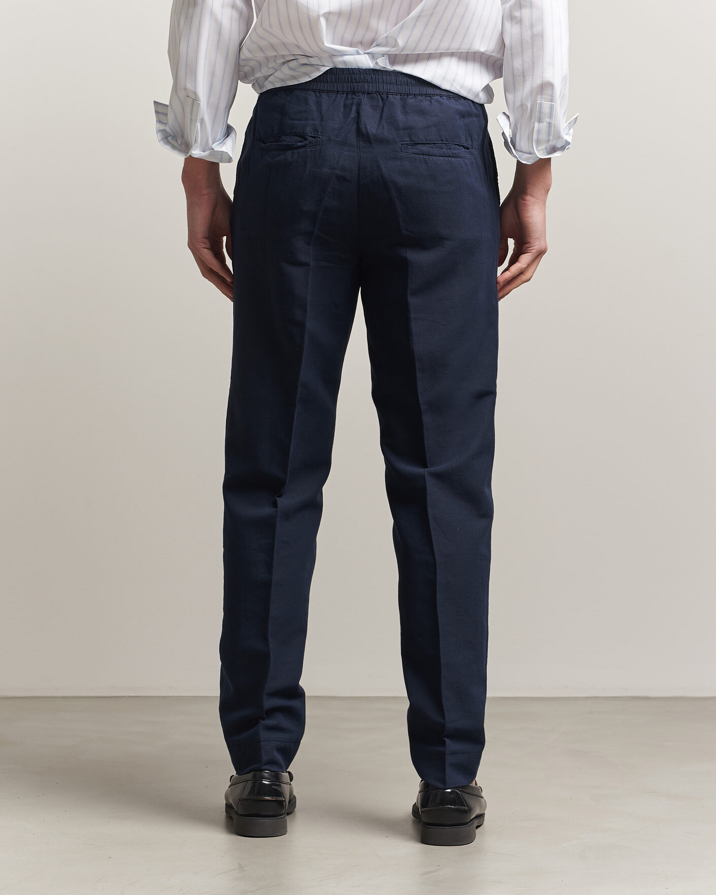 Herre | Bukser | Filippa K | Theo Relaxed Linen/Cotton Drawstring Trousers Navy
