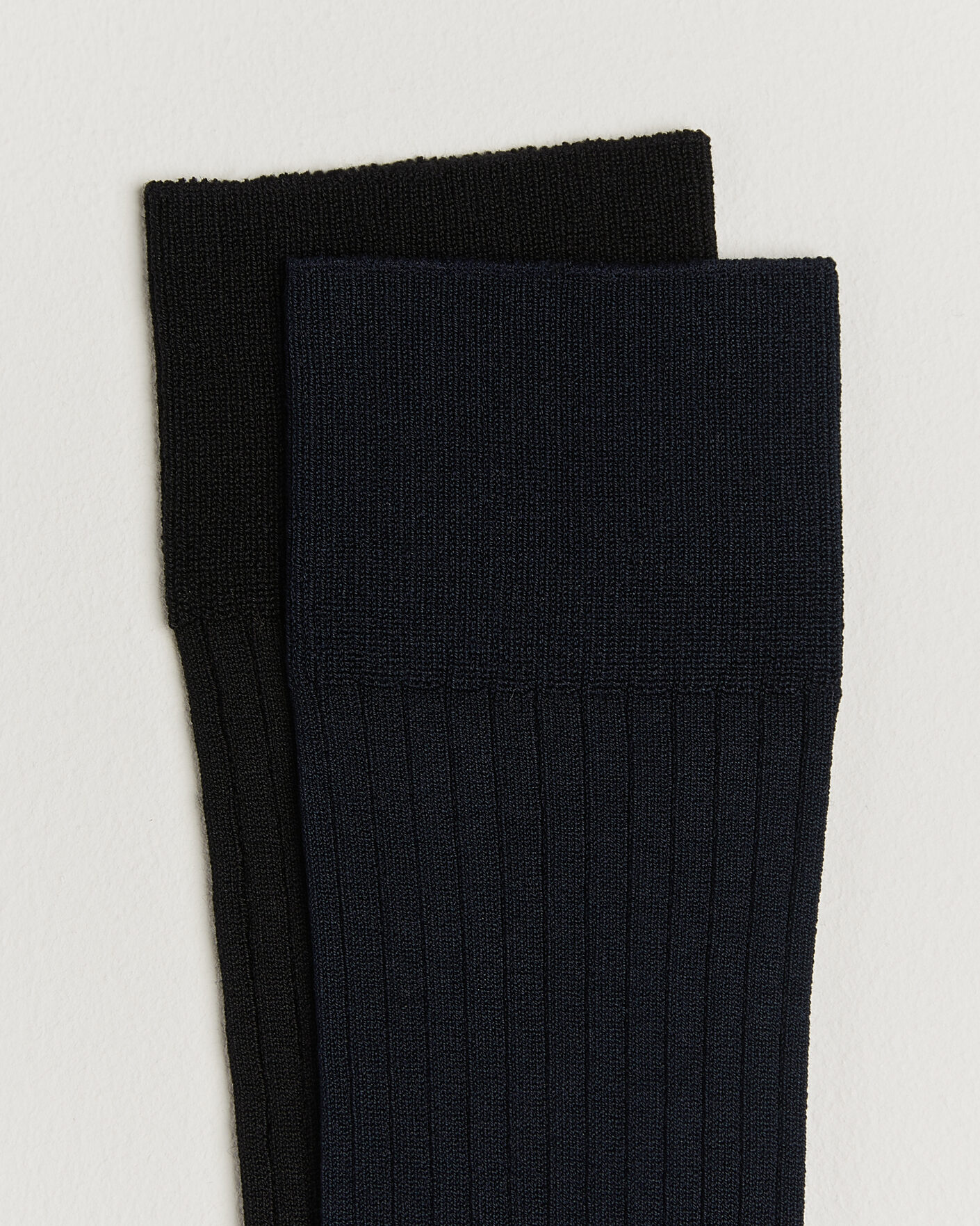 Herre | Undertøy | Myrqvist | 2-Pack Axel Ribbed Cotton Sock Black/Navy