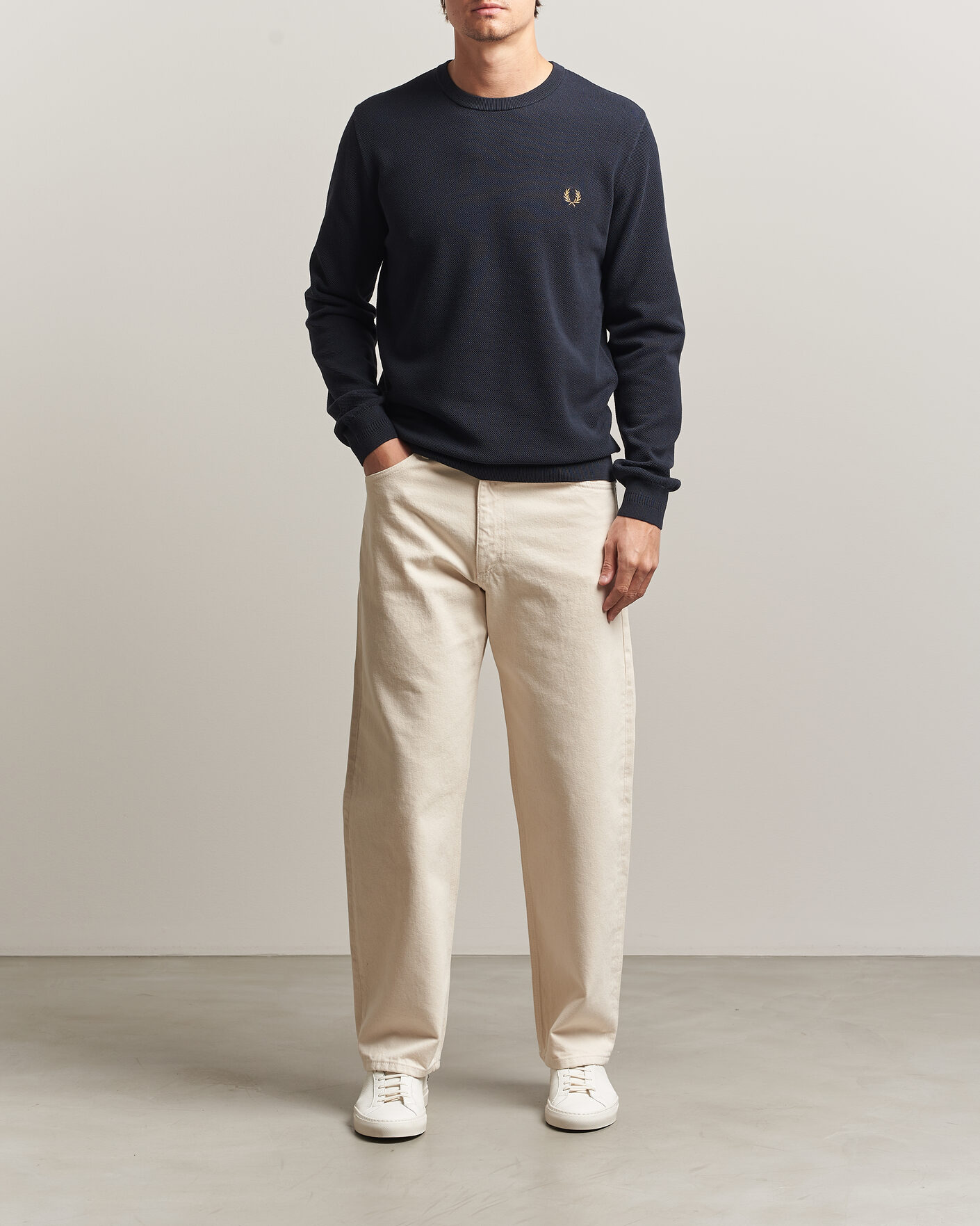 Herre | Gensere | Fred Perry | Piqué Stitched Sweater Navy