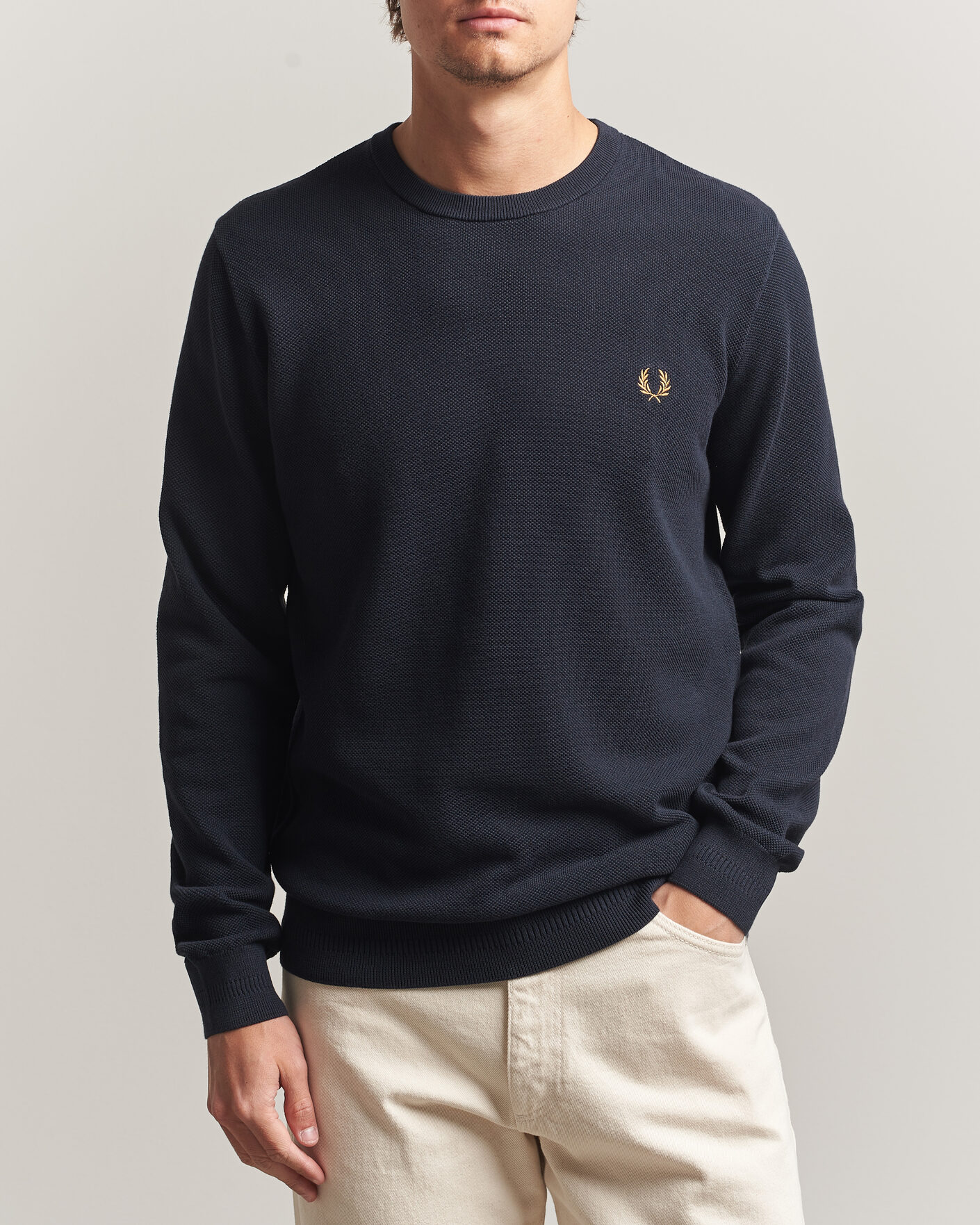 Herre | Gensere | Fred Perry | Piqué Stitched Sweater Navy