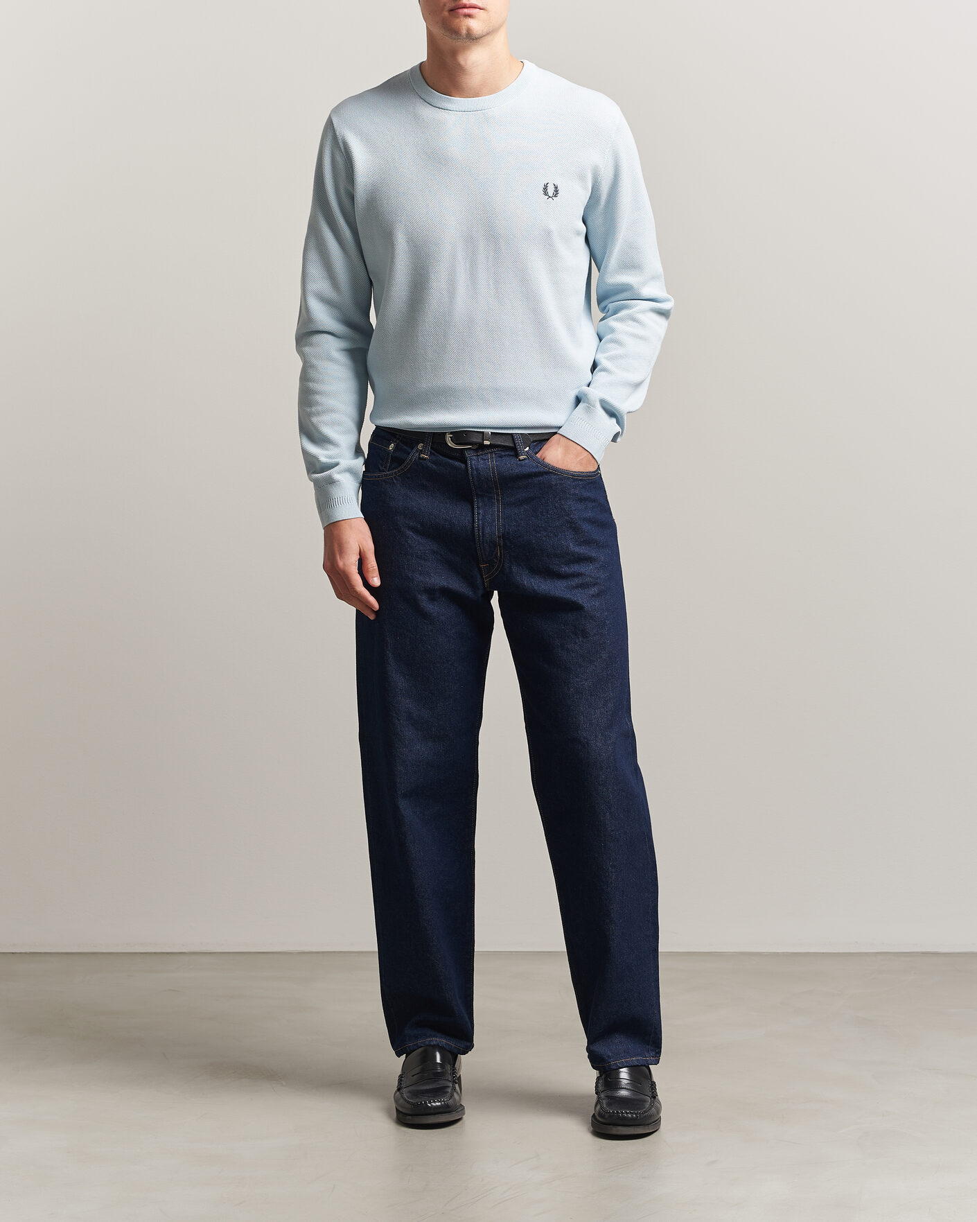 Herre | Gensere | Fred Perry | Piqué Stitched Sweater Light Ice