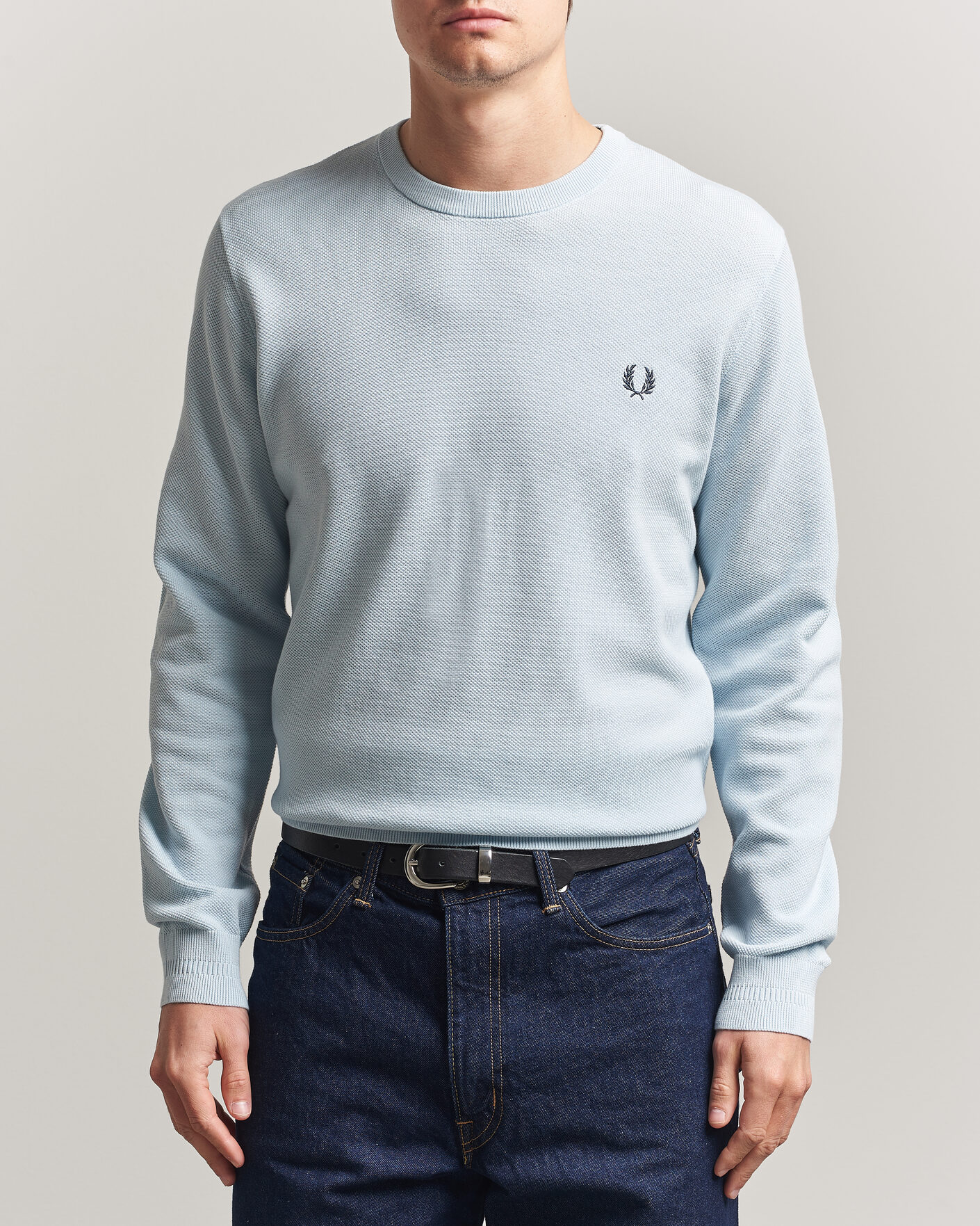 Herre | Gensere | Fred Perry | Piqué Stitched Sweater Light Ice