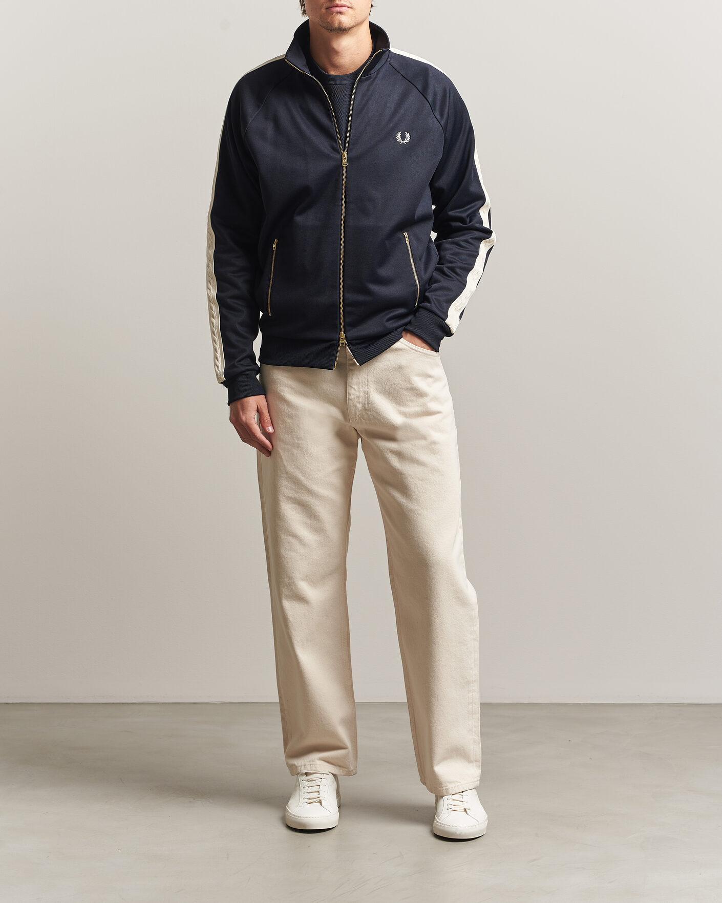 Herre | Gensere | Fred Perry | Cable Taped Track Jacket Navy
