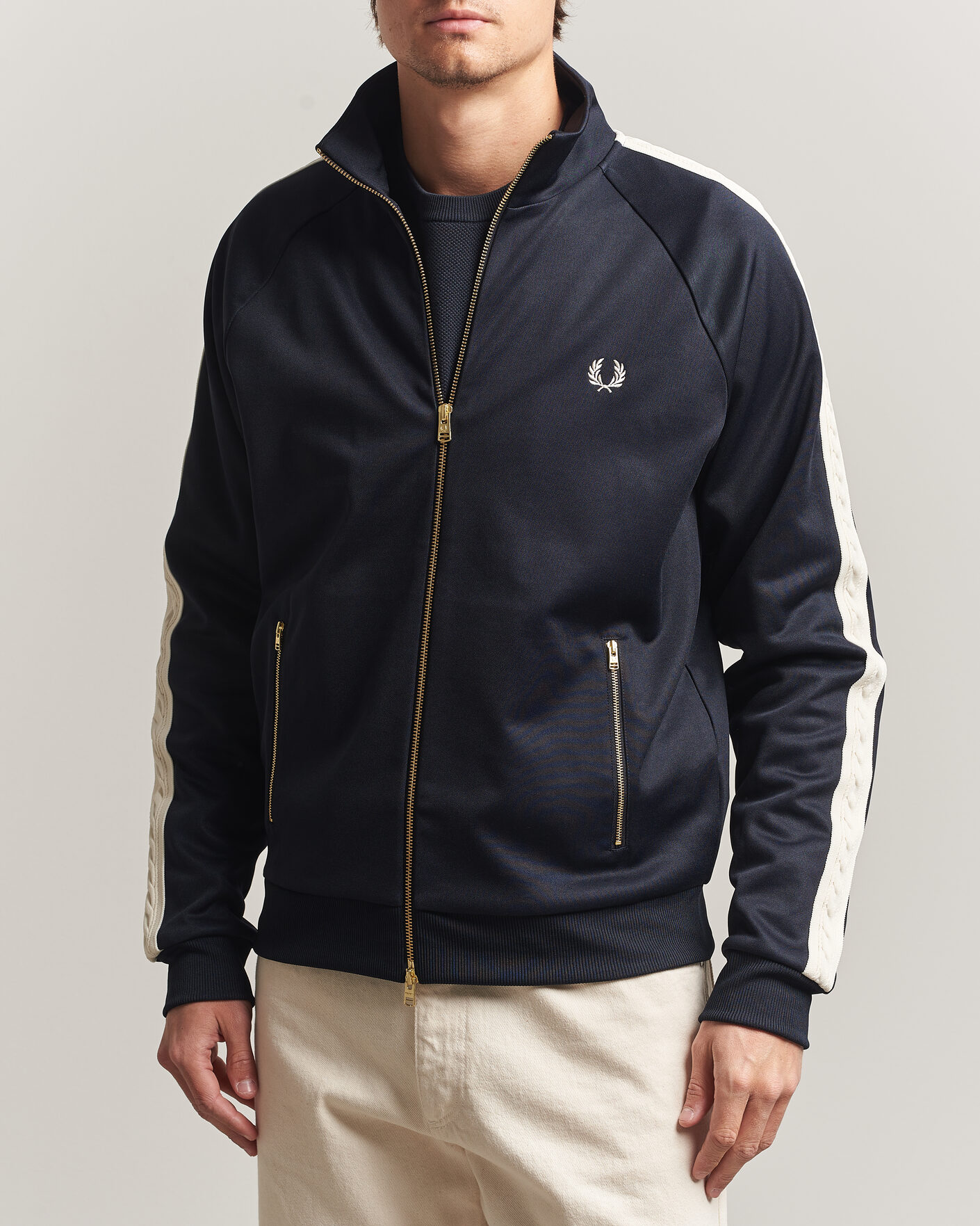 Herre | Gensere | Fred Perry | Cable Taped Track Jacket Navy