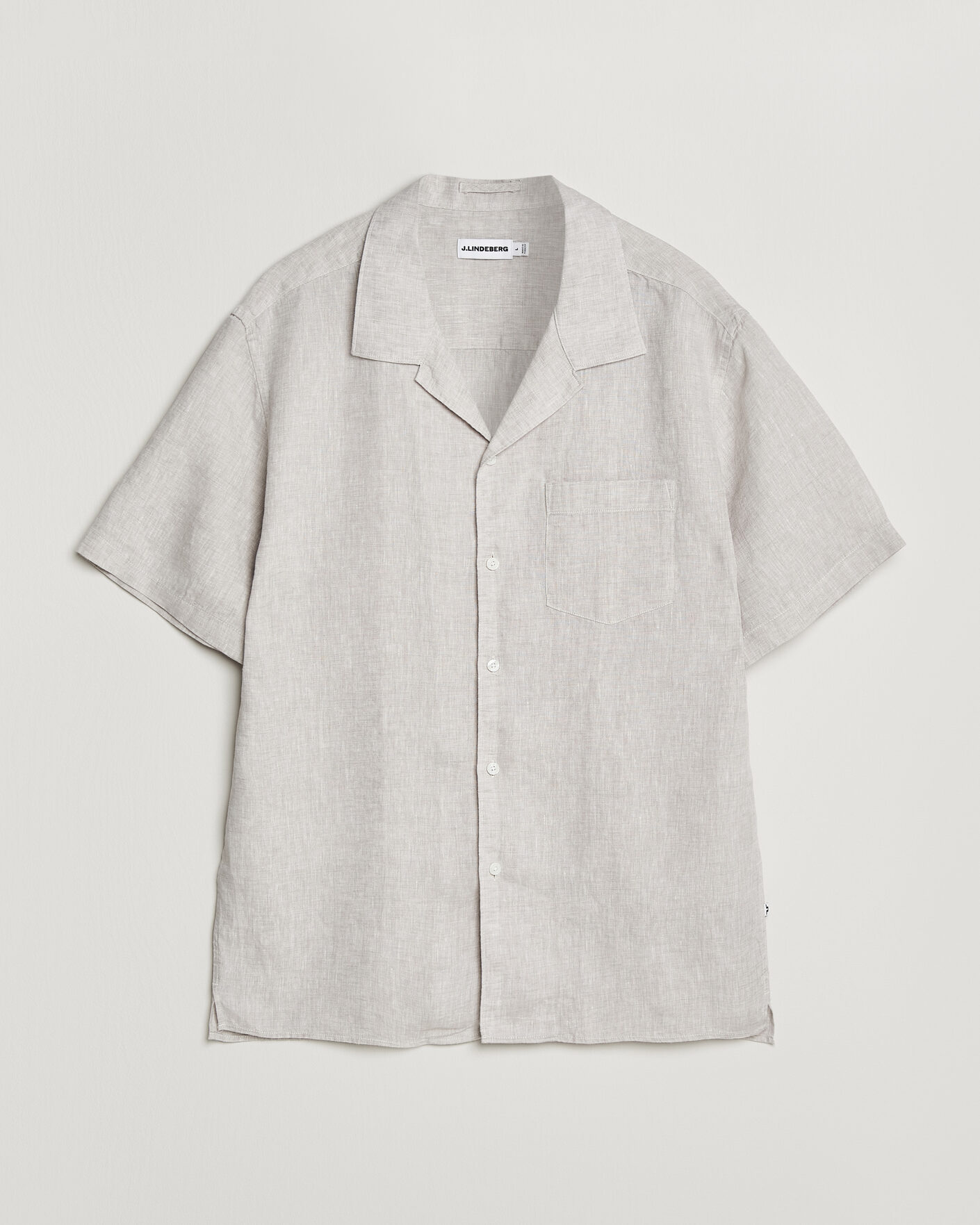 Herre | Skjorter | J.Lindeberg | Elio Linen Short Sleeve Shirt Moonbeam
