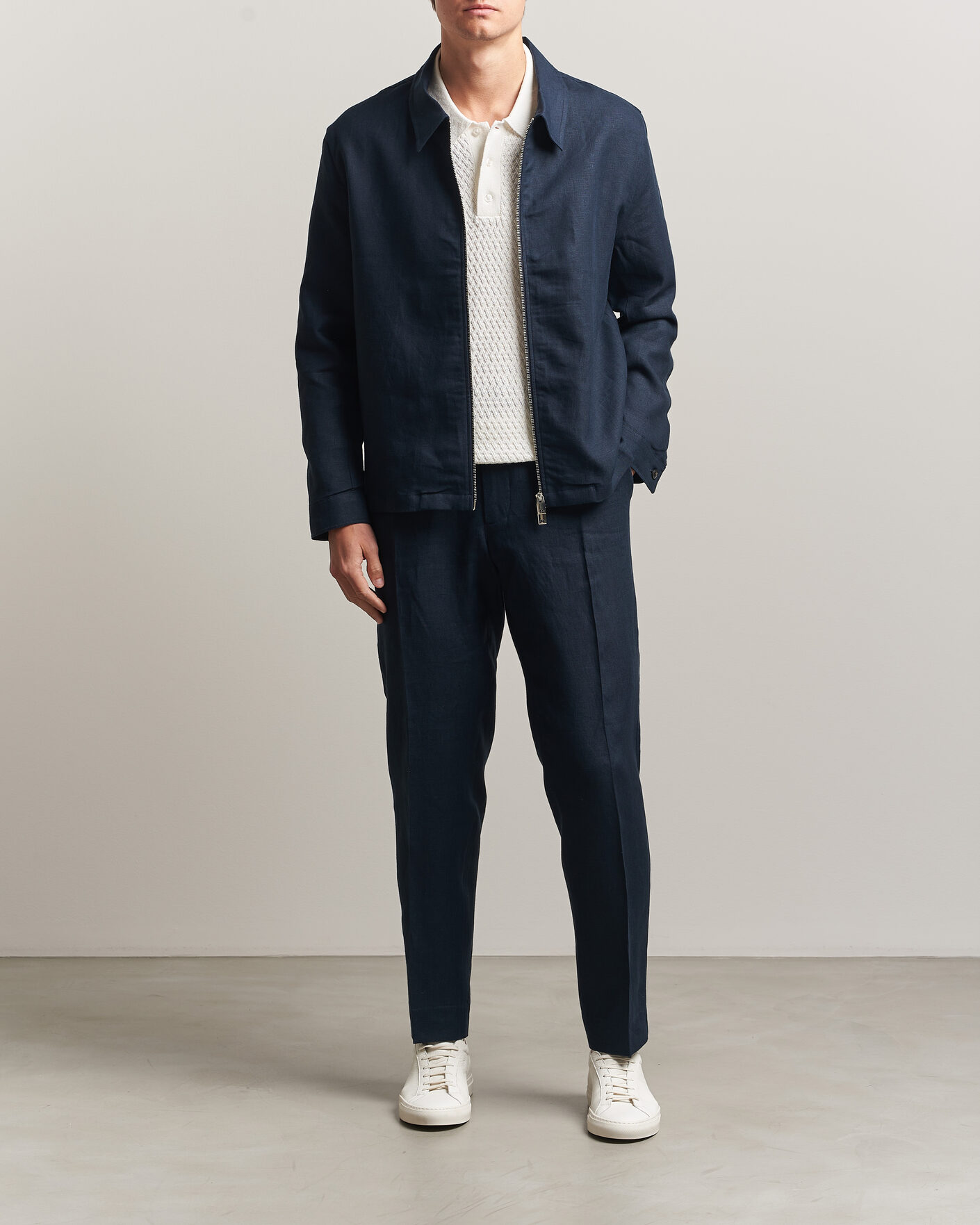 Herre | Bukser | J.Lindeberg | Soren Drape Linen Pants Navy