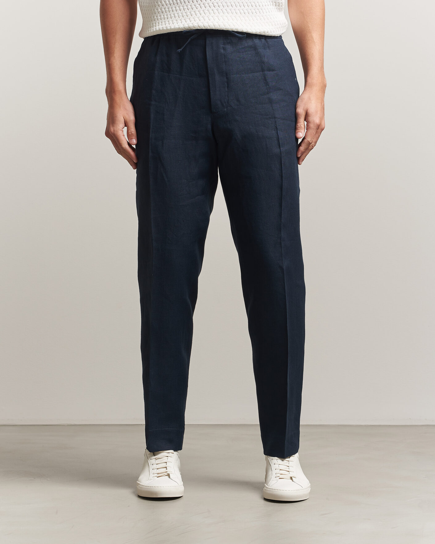Herre | Bukser | J.Lindeberg | Soren Drape Linen Pants Navy
