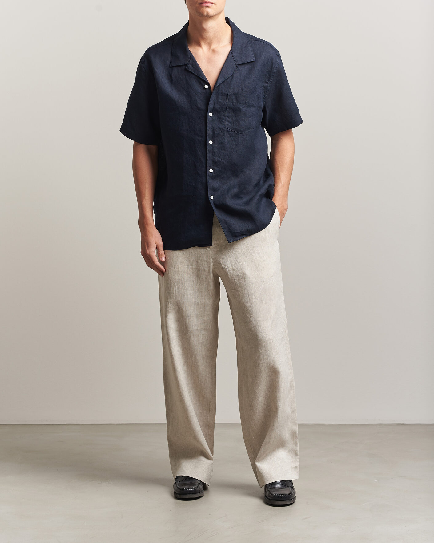 Herre | Bukser | J.Lindeberg | Noah Drape Linen Pants Moonbeam