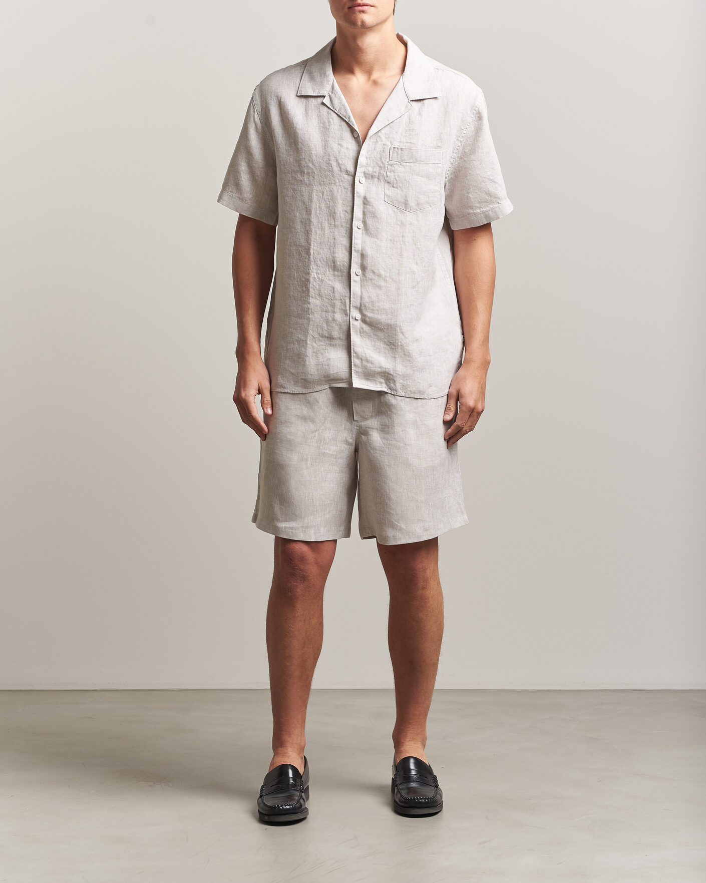 Herre | Shorts | J.Lindeberg | Joff Linen Drawstring Shorts Moonbeam