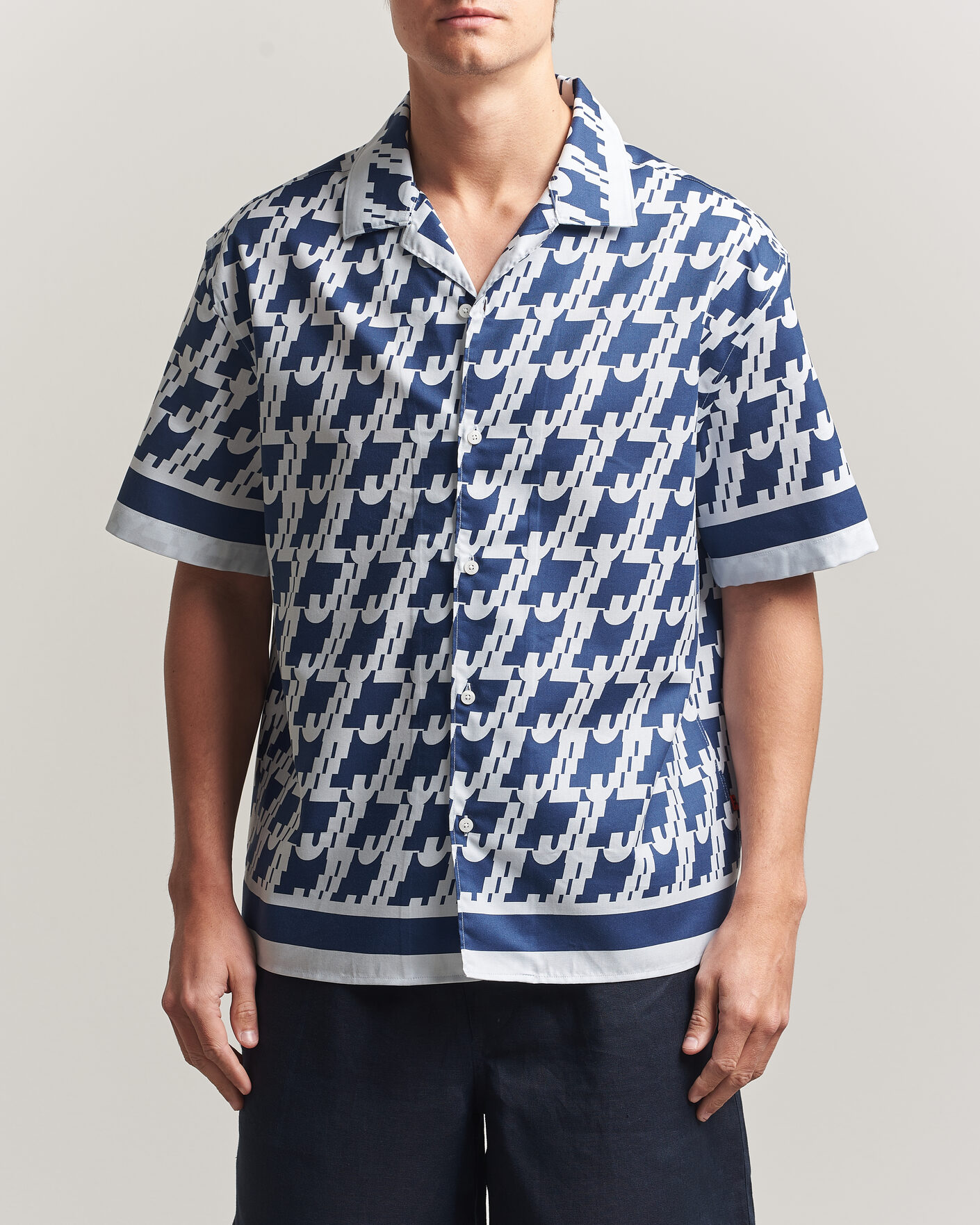 Herre | Skjorter | J.Lindeberg | Ellis Border Printed Resort Shirt Estate Blue