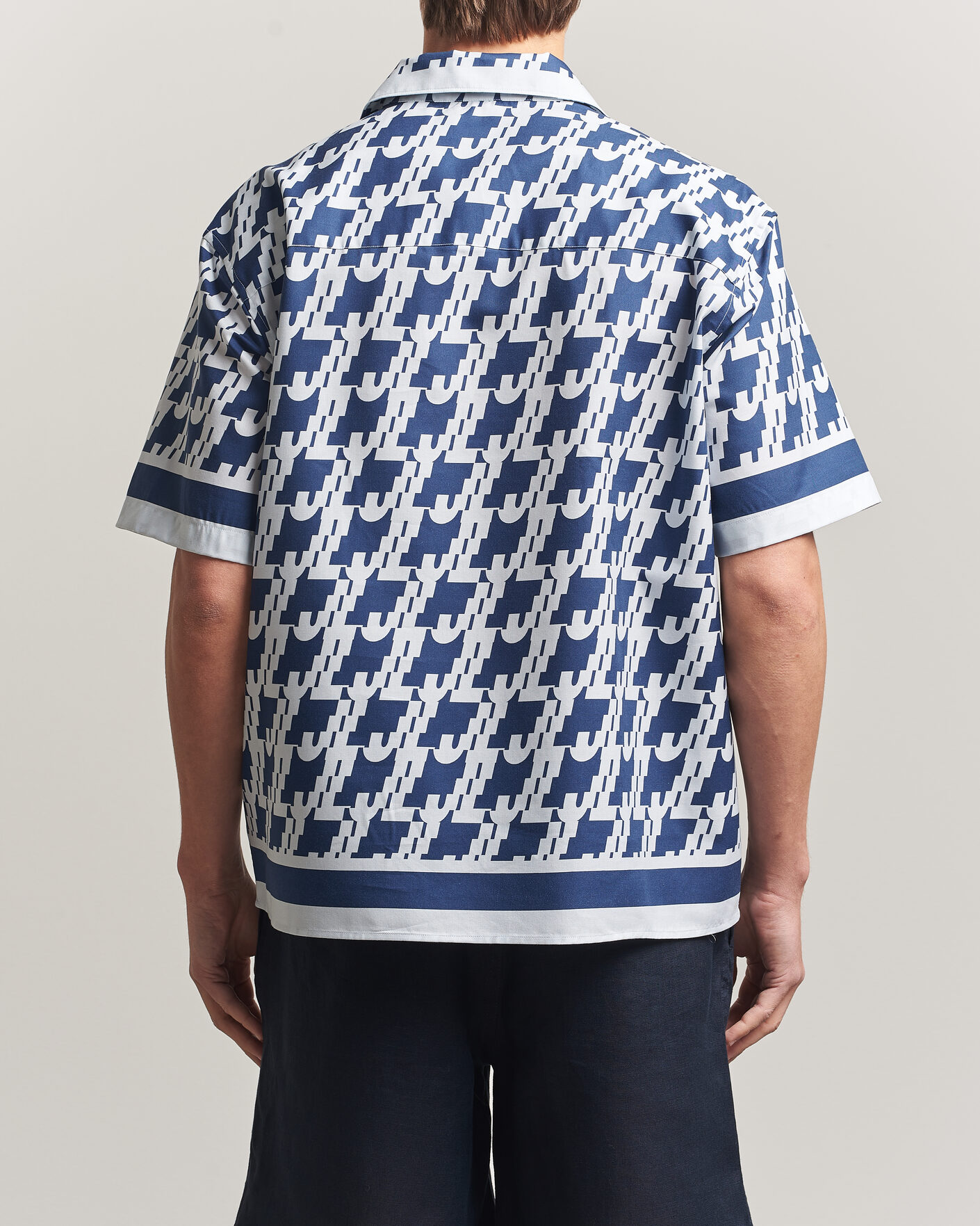 Herre | Skjorter | J.Lindeberg | Ellis Border Printed Resort Shirt Estate Blue