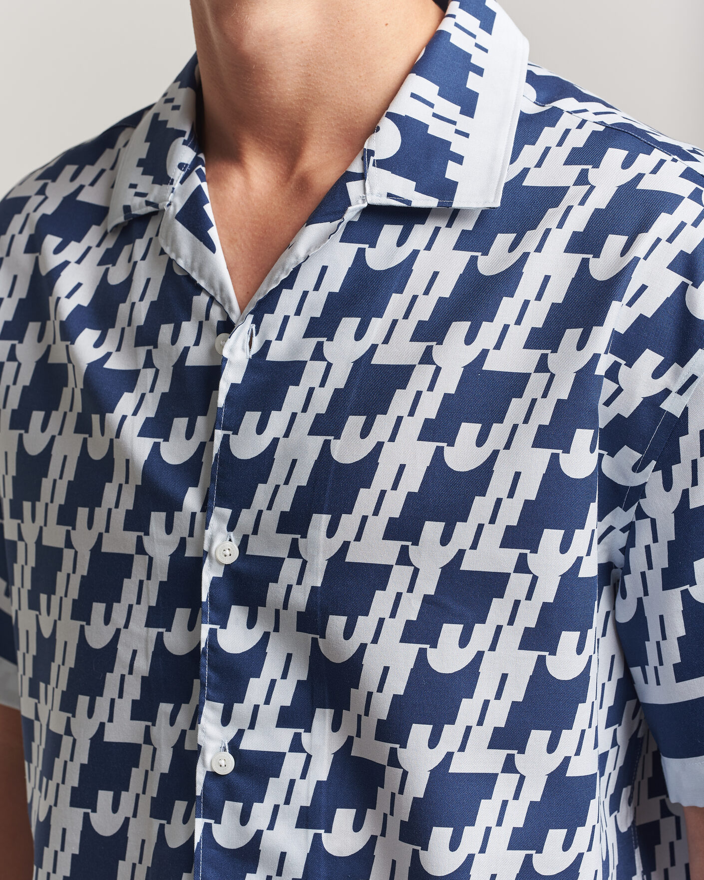 Herre | Skjorter | J.Lindeberg | Ellis Border Printed Resort Shirt Estate Blue