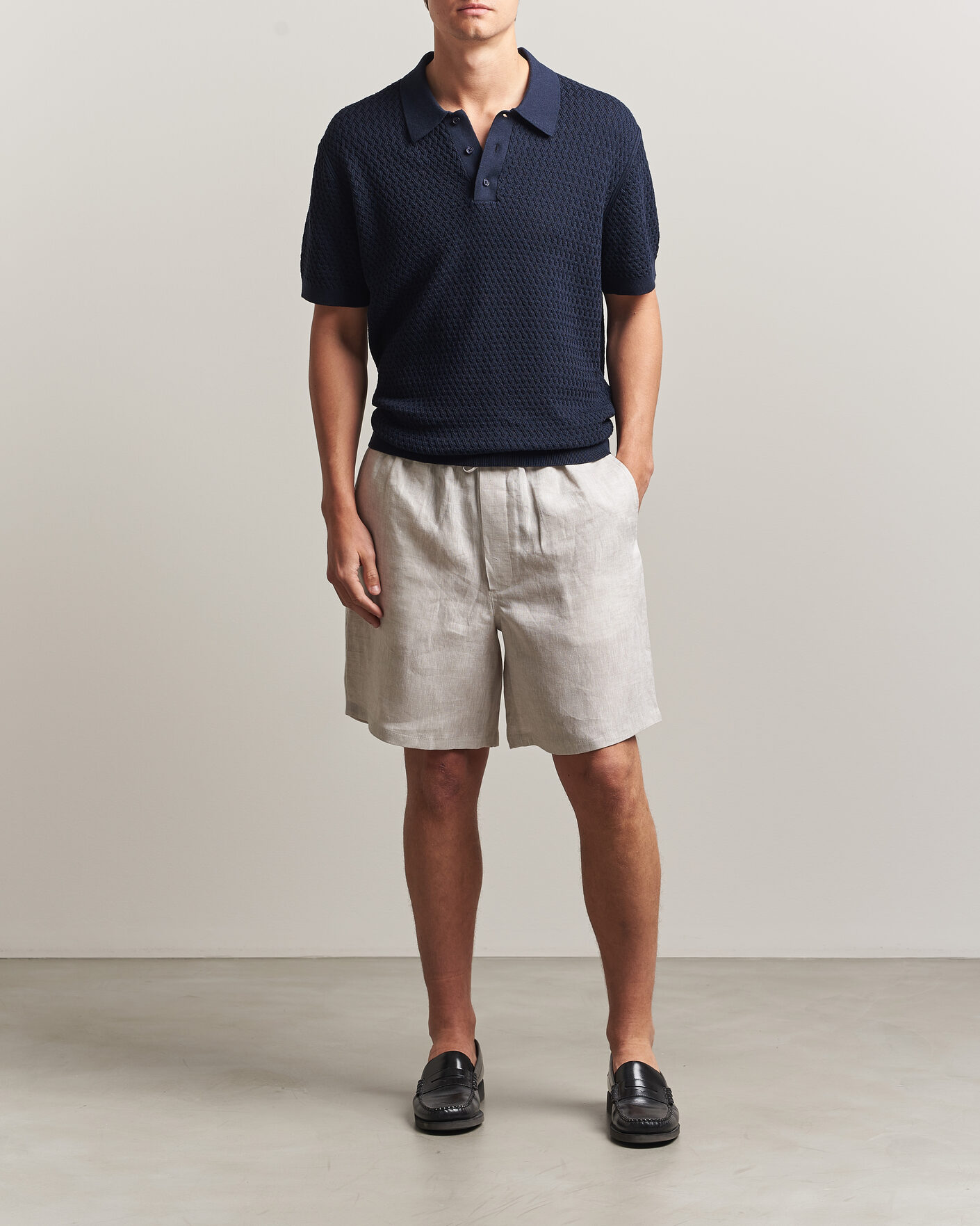 Herre | Pikéer | J.Lindeberg | Jacques Structured Knitted Polo Navy