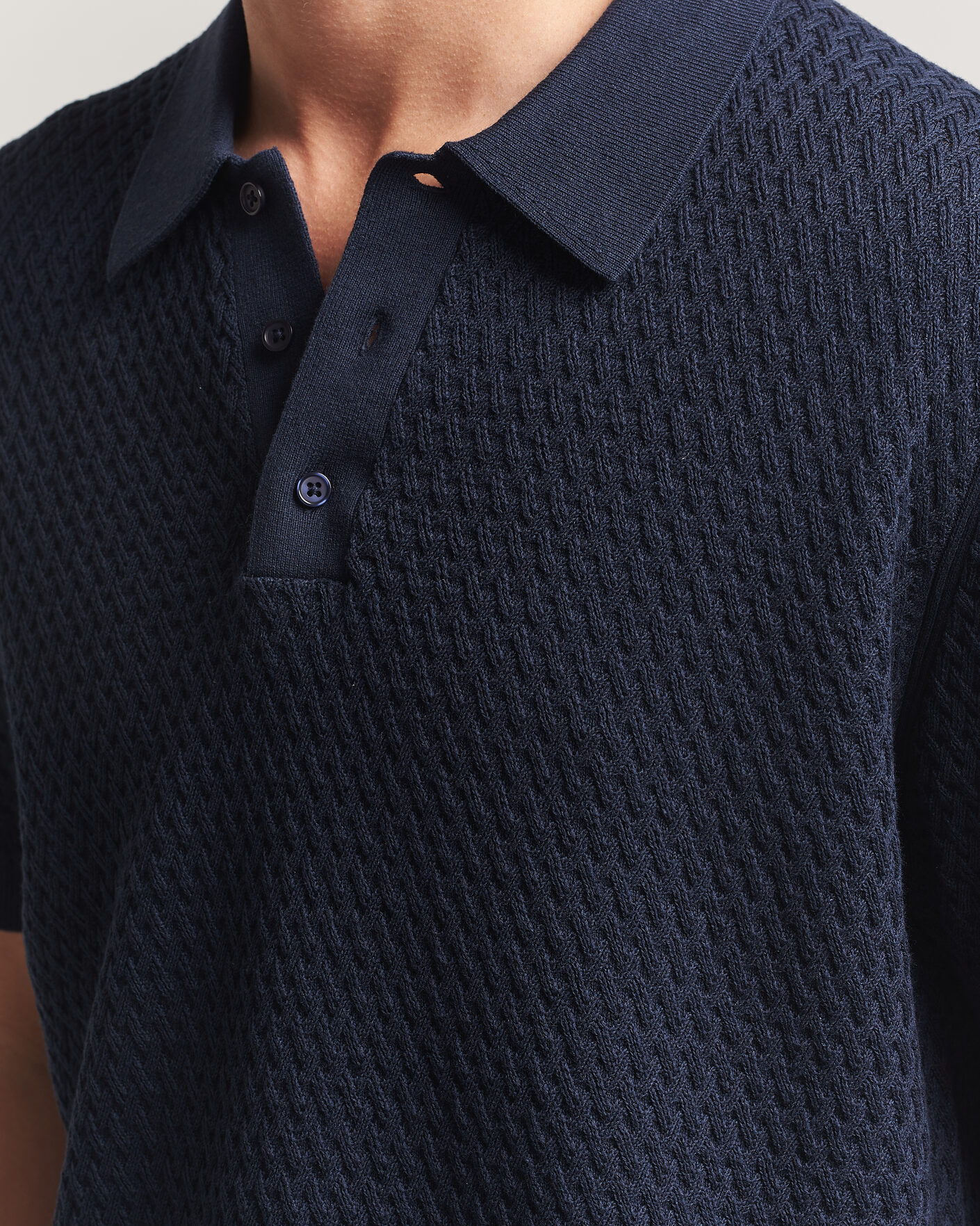 Herre | Pikéer | J.Lindeberg | Jacques Structured Knitted Polo Navy