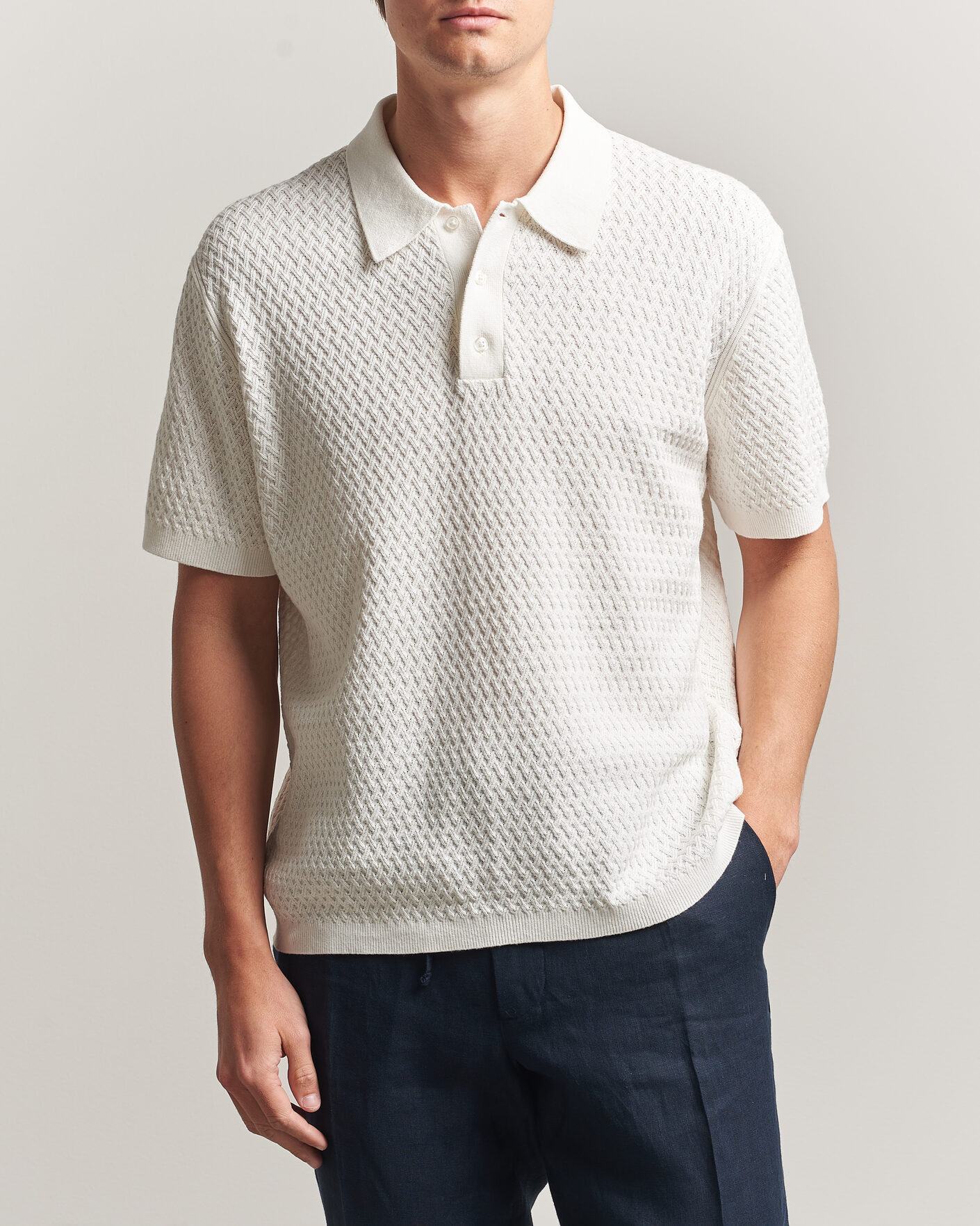 Herre | Pikéer | J.Lindeberg | Jacques Structured Knitted Polo Tofu