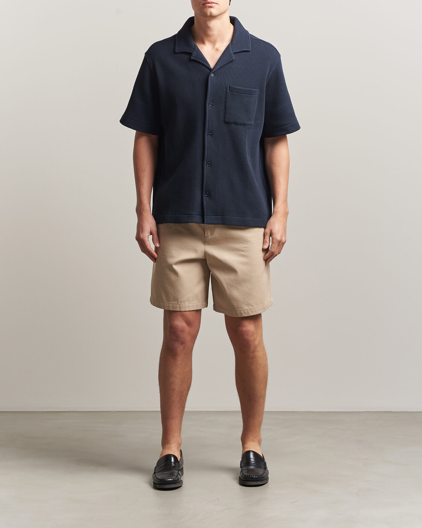 Herre | Skjorter | J.Lindeberg | Theron Waffle Resort Shirt Navy