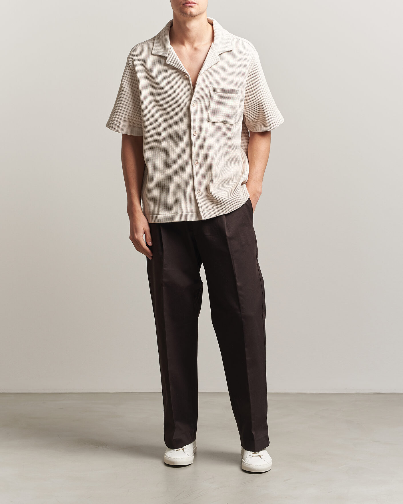 Herre | Skjorter | J.Lindeberg | Theron Waffle Resort Shirt Moonbeam