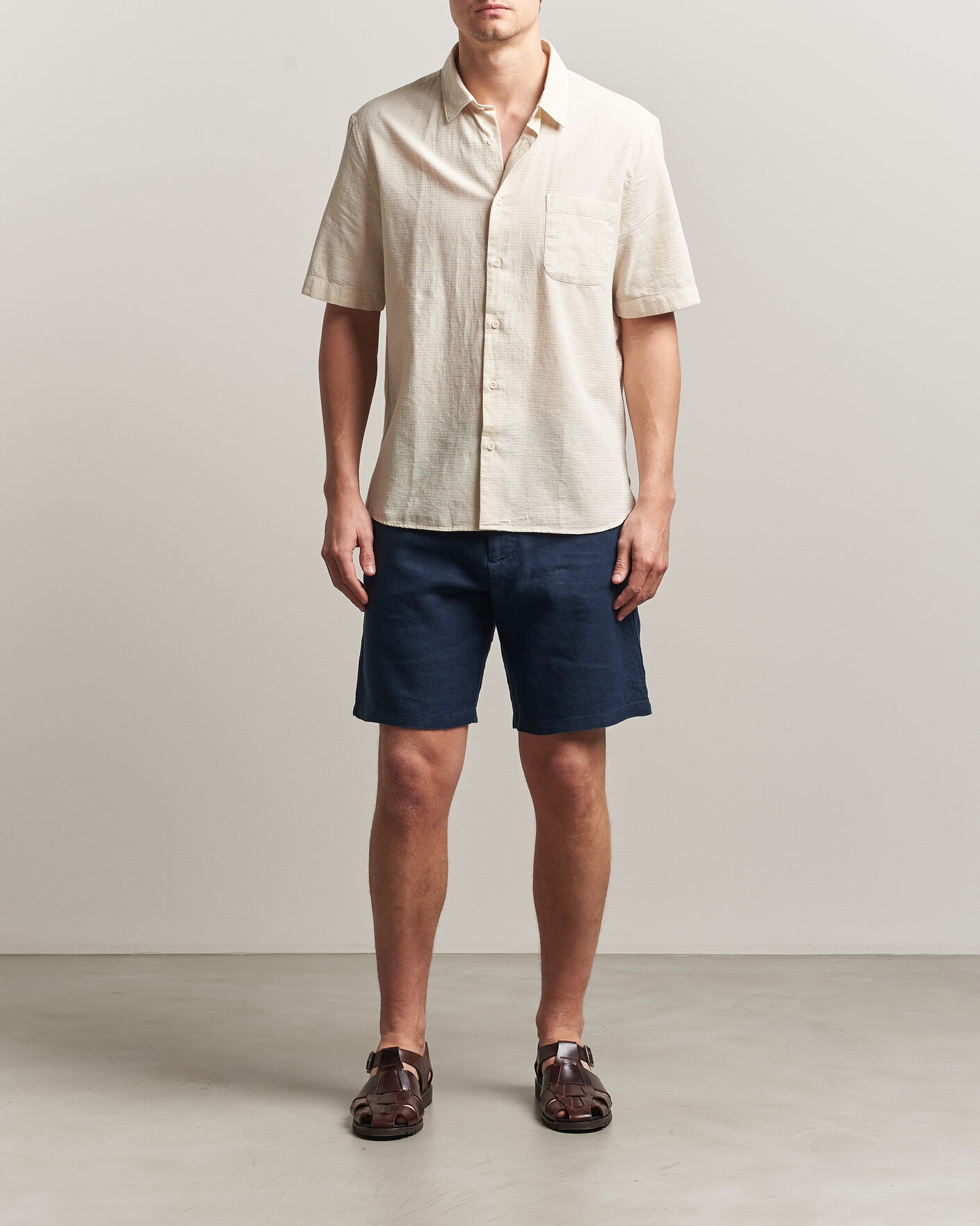 Herre | Shorts | NN07 | Aden Linen Shorts Navy Blue