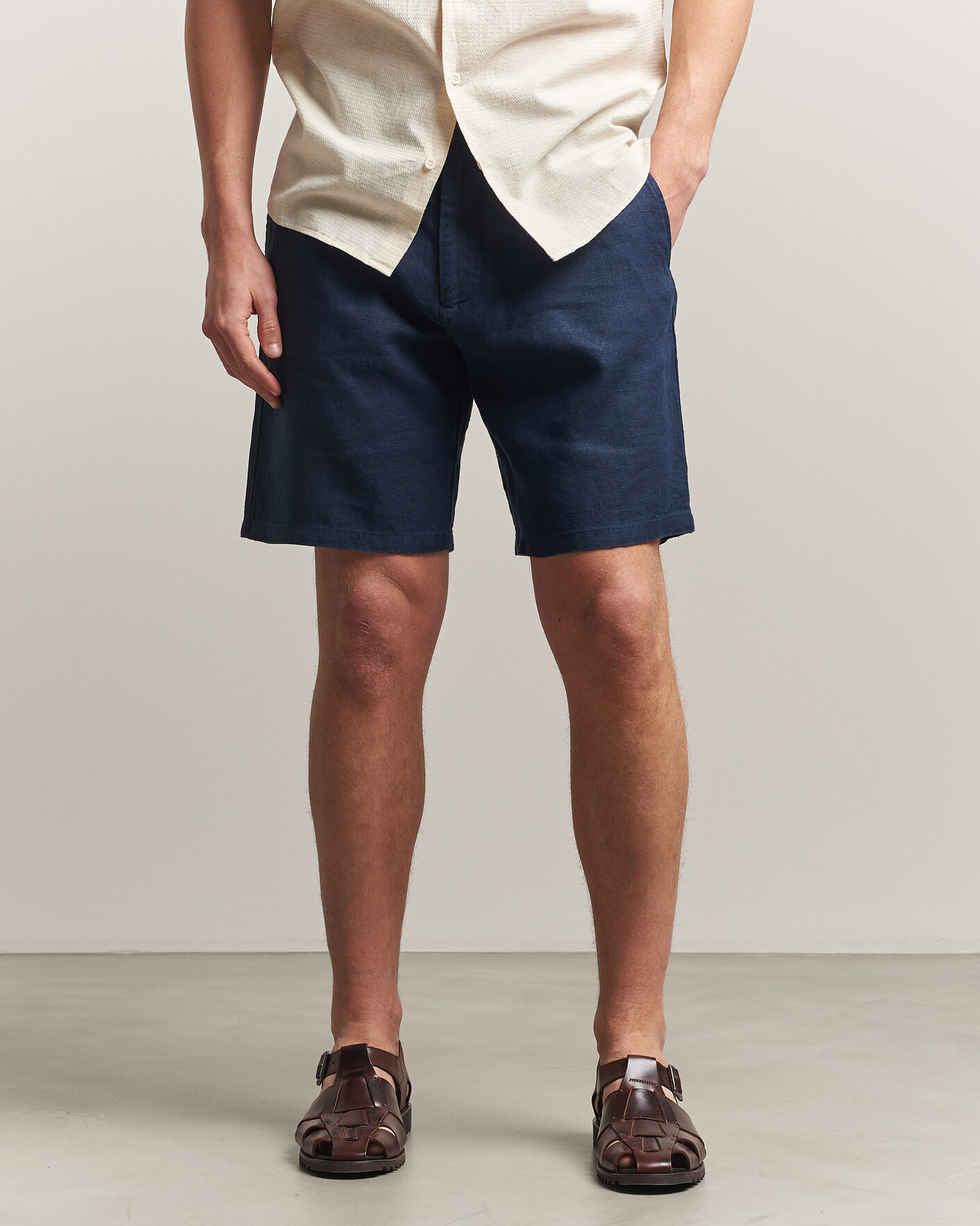 Herre | Shorts | NN07 | Aden Linen Shorts Navy Blue