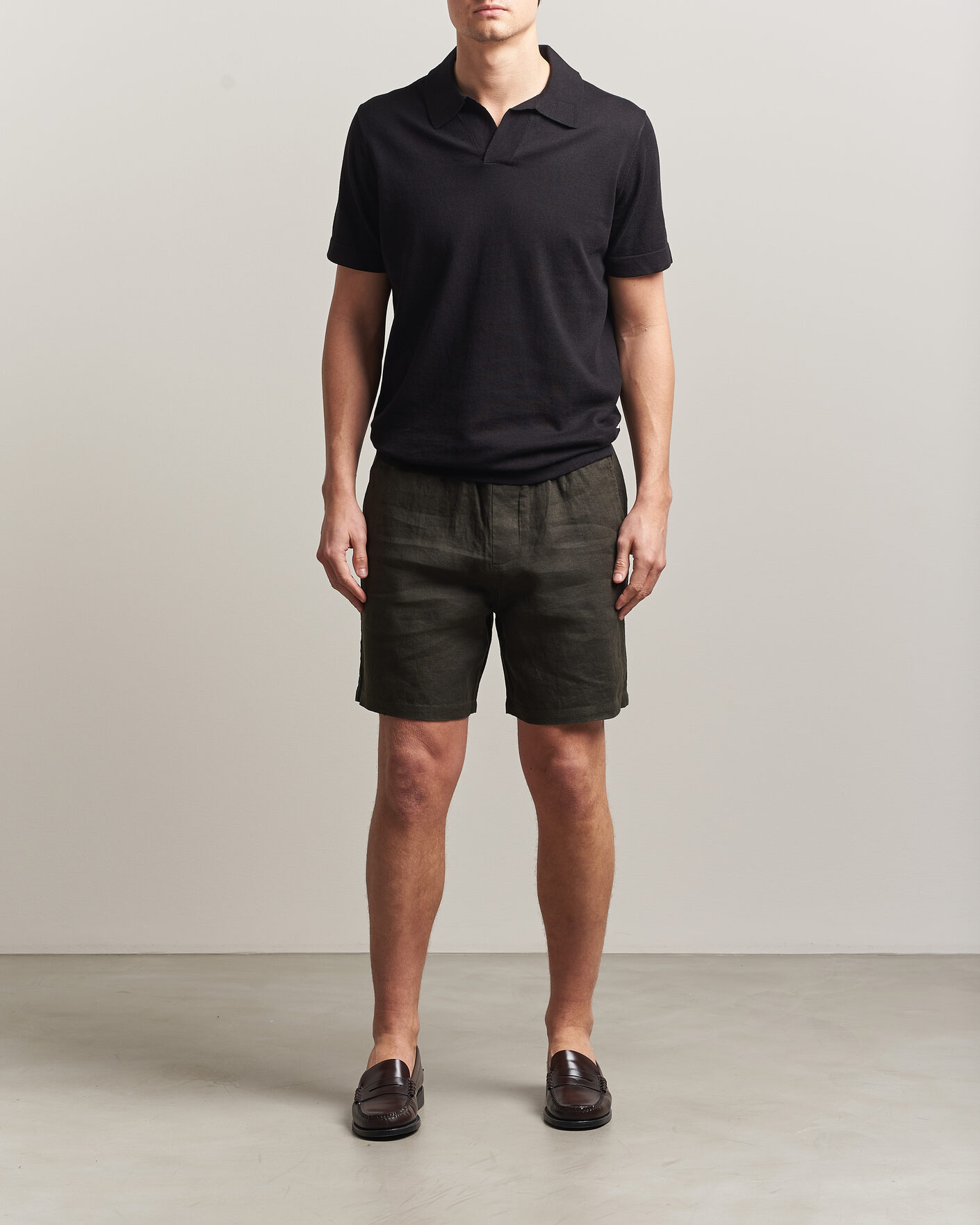Herre | Shorts | NN07 | Gregor Linen Drawstring Shorts Dark Army