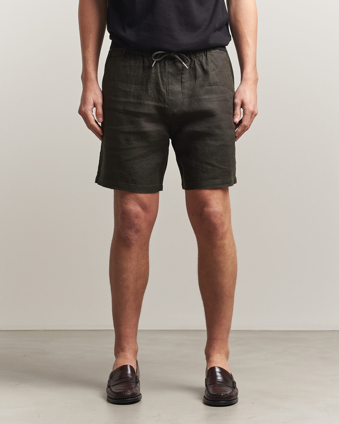 Herre | Shorts | NN07 | Gregor Linen Drawstring Shorts Dark Army