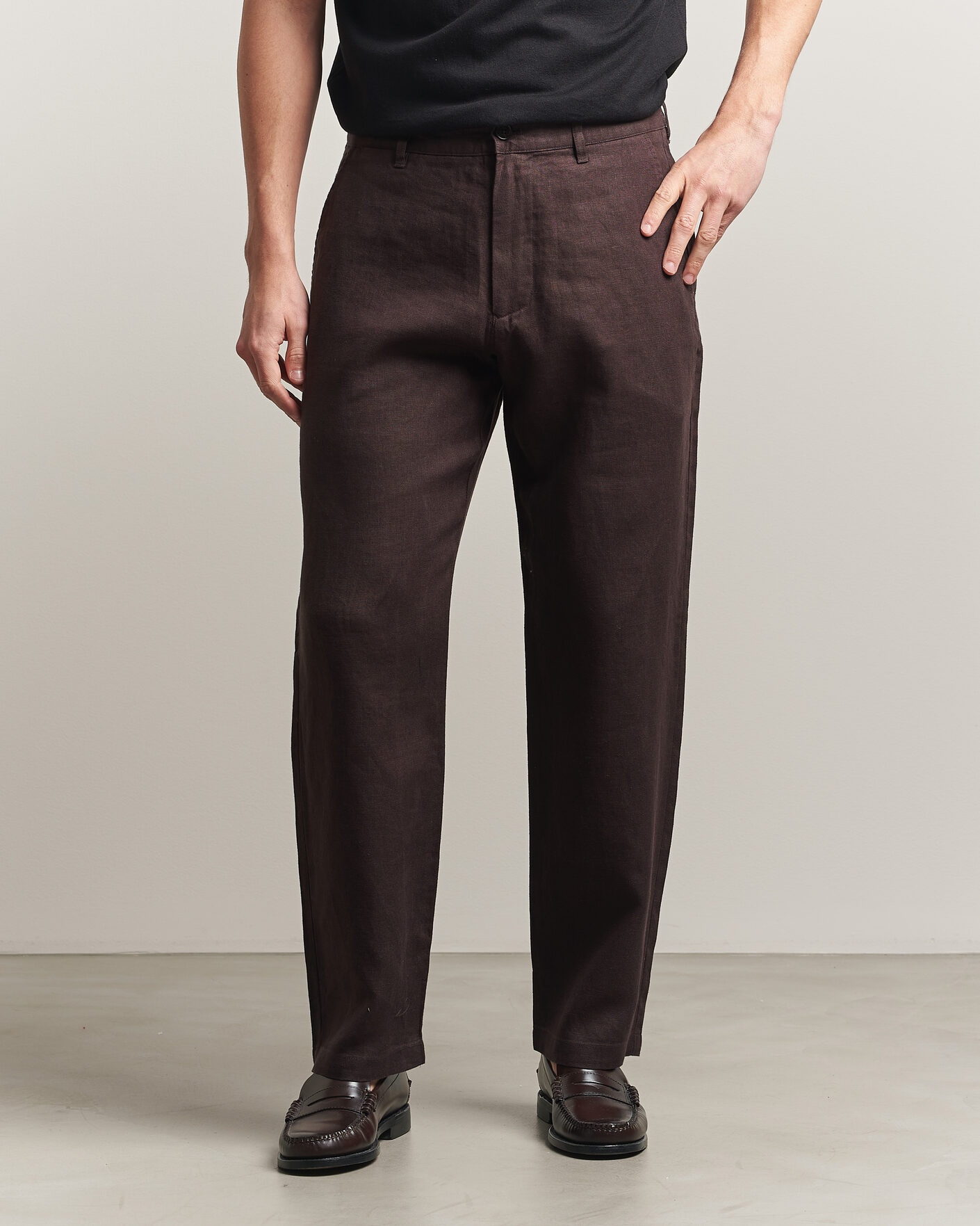 Herre | Bukser | NN07 | Aden Regular Fit Linen Trousers Dusky Port