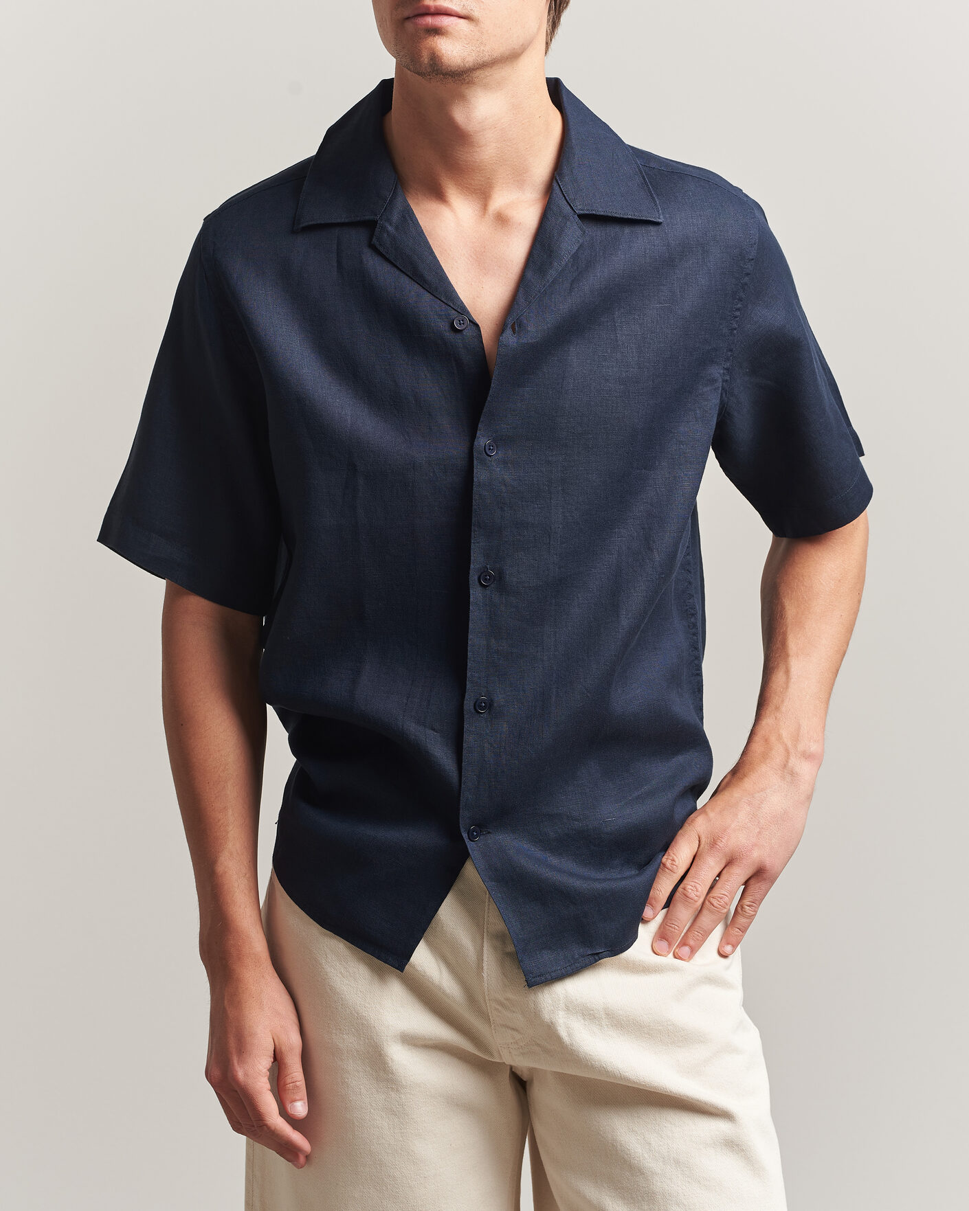 Herre | Skjorter | NN07 | Julio Linen Resort Shirt Navy Blue