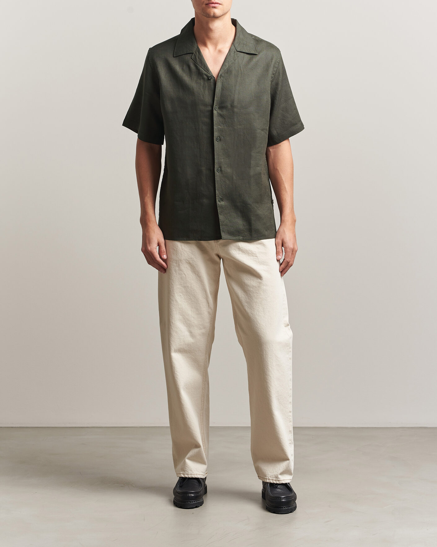 Herre | Skjorter | NN07 | Julio Linen Resort Shirt Dark Army