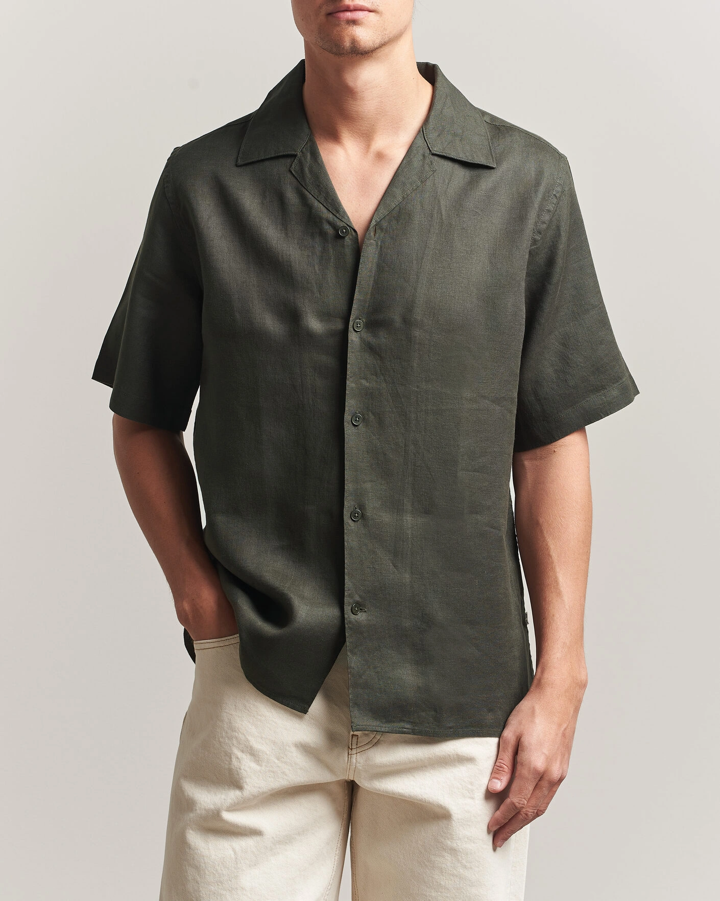 Herre | Skjorter | NN07 | Julio Linen Resort Shirt Dark Army