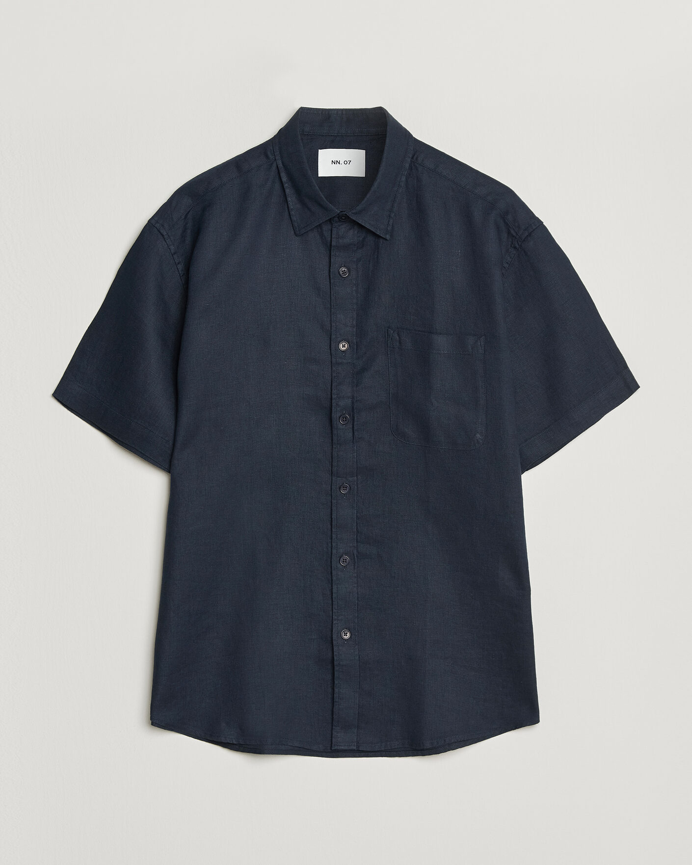 Herre | Skjorter | NN07 | Deon Linen Short Sleeve Shirt Navy Blue